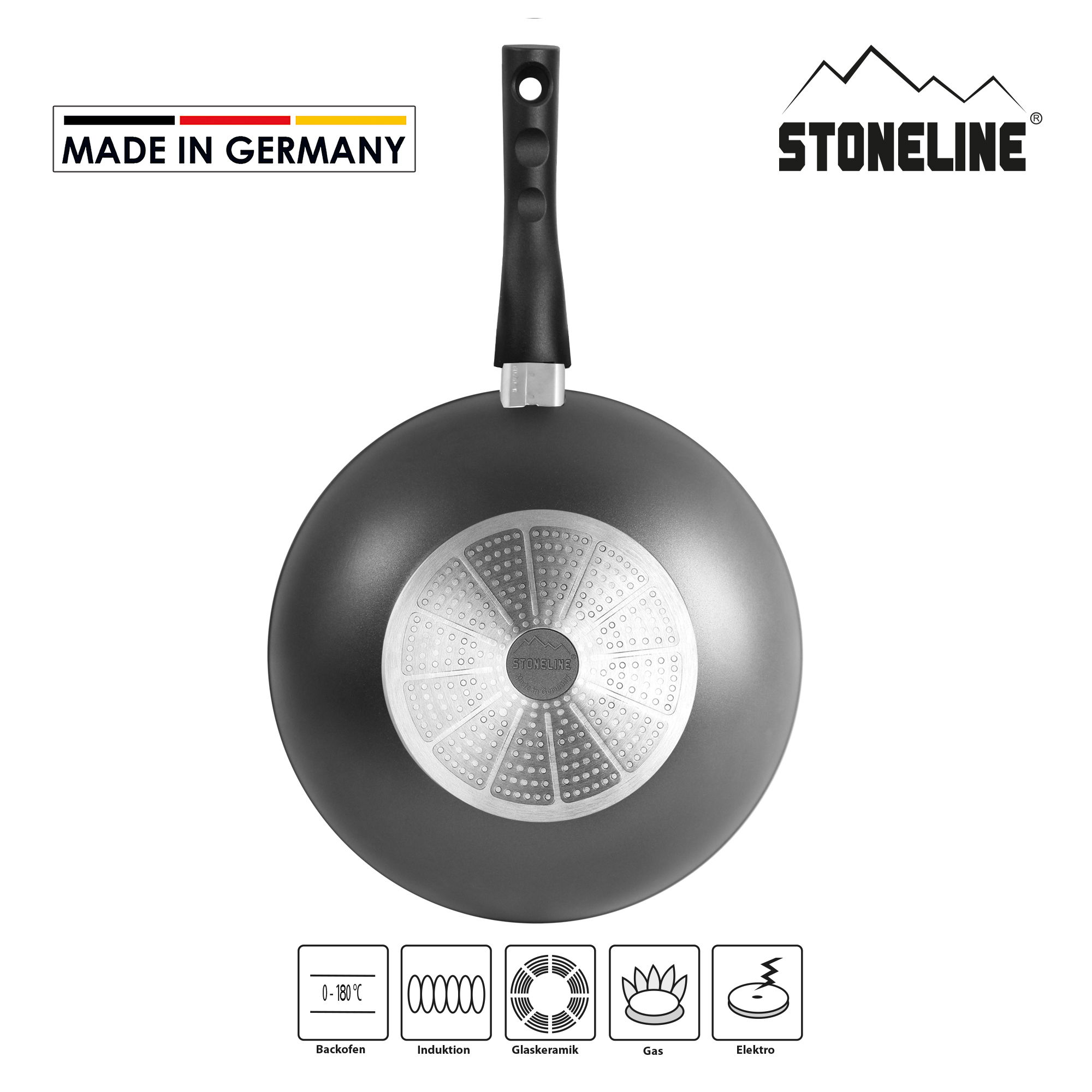 Poêle wok 30 cm, poignée amovible | Couvercle en option