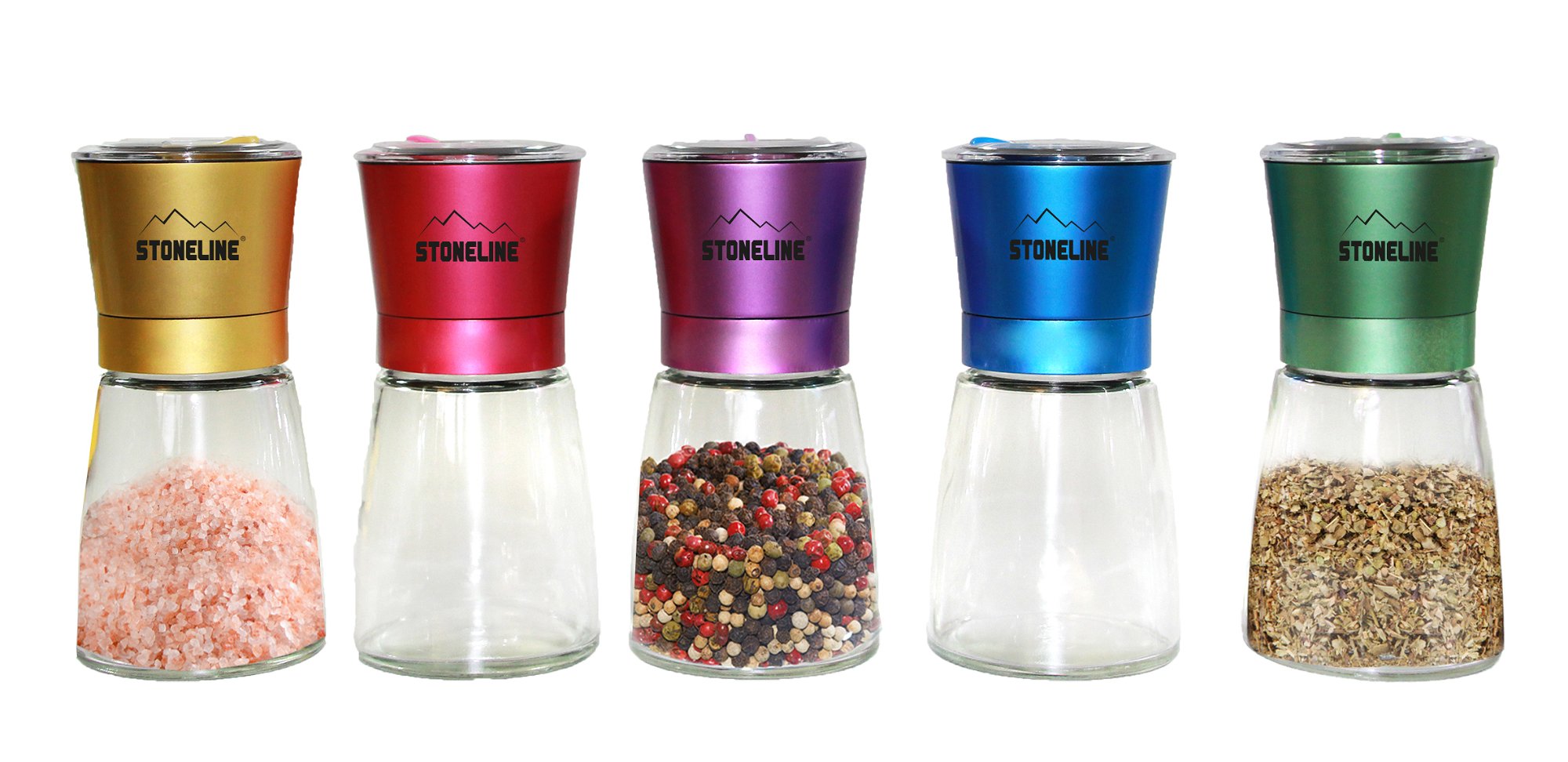 STONELINE® Salt and Pepper Mill Set, Adjustable Ceramic Grinder, Refillable | yellow