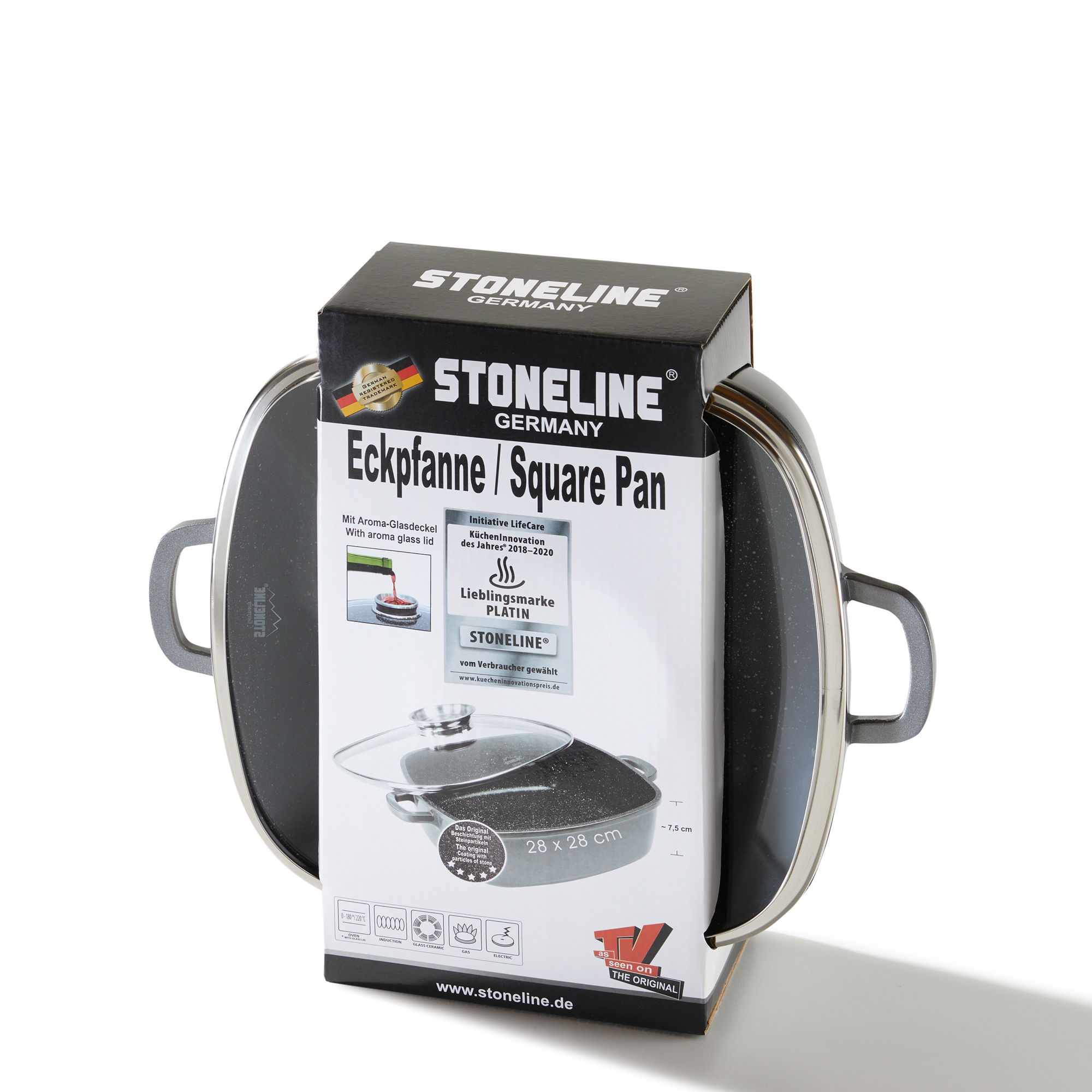 Poêle à servir carrée Faitout 28 cm | avec couvercle - Gris