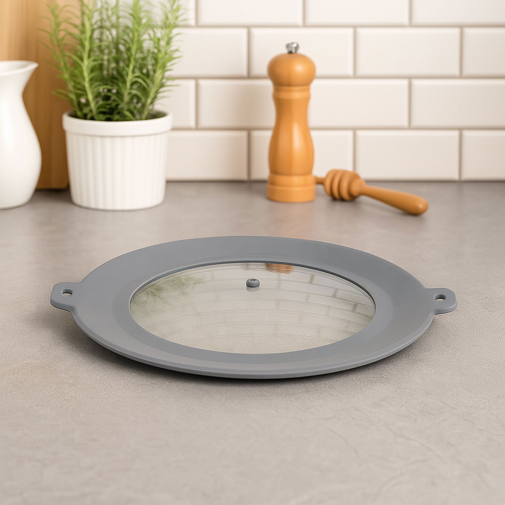 Tegame con Maniglie Padella Alta 28 cm | con Coperchio - Effetto Legno