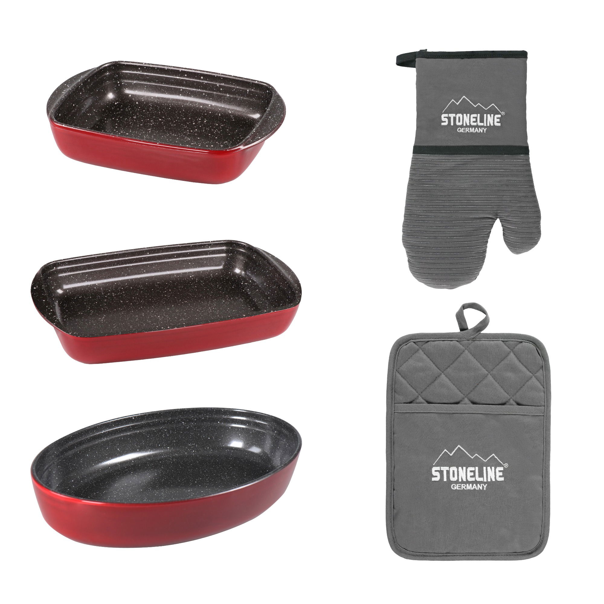 Plats à four avec Gant de four et Manique Set 5 pièces