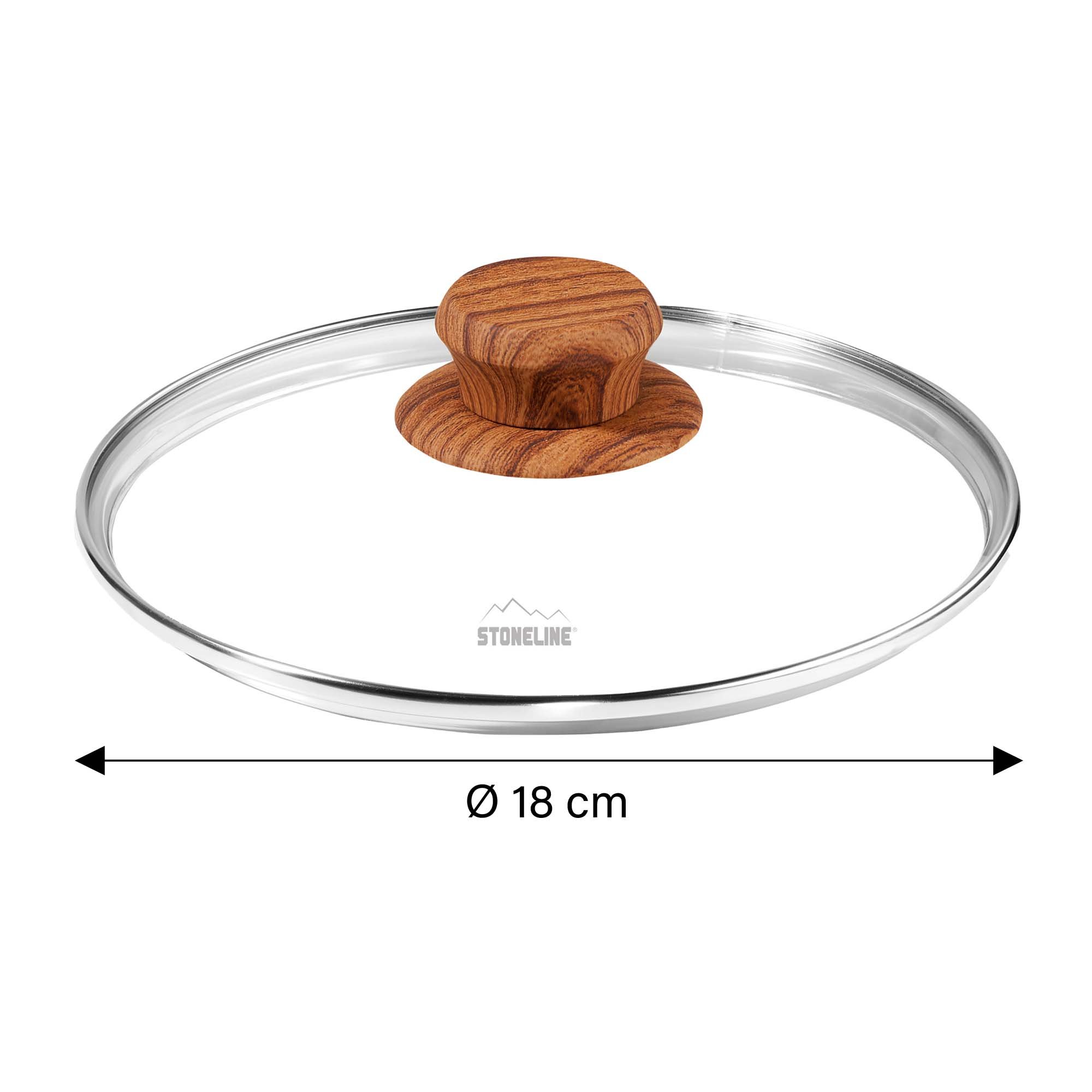 STONELINE® 18 cm glass lid, with wood-look knob