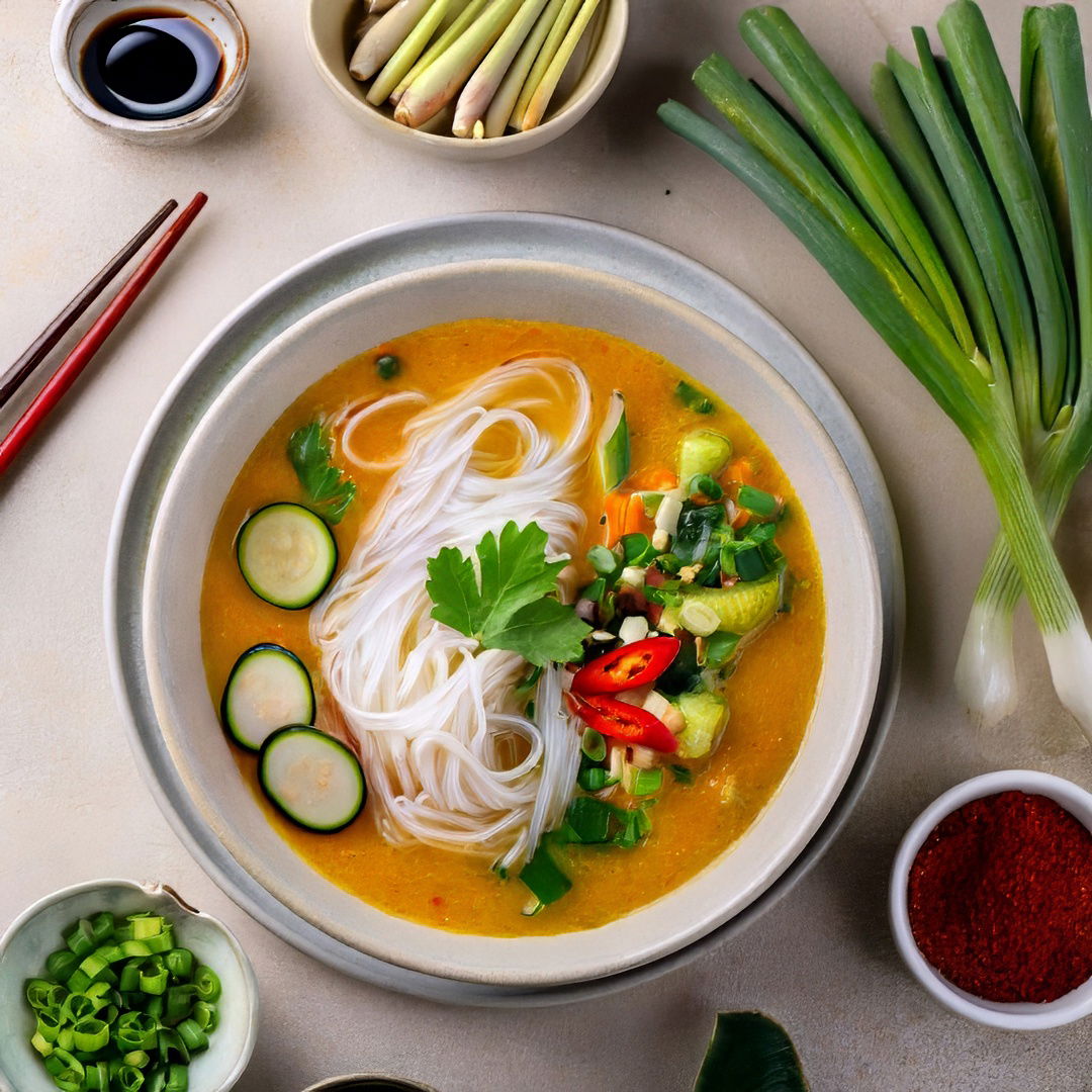 Soupe Thaï Végane au Lait de Coco avec Nouilles de Riz – Pour une Explosion de Saveurs Thaïlandaises