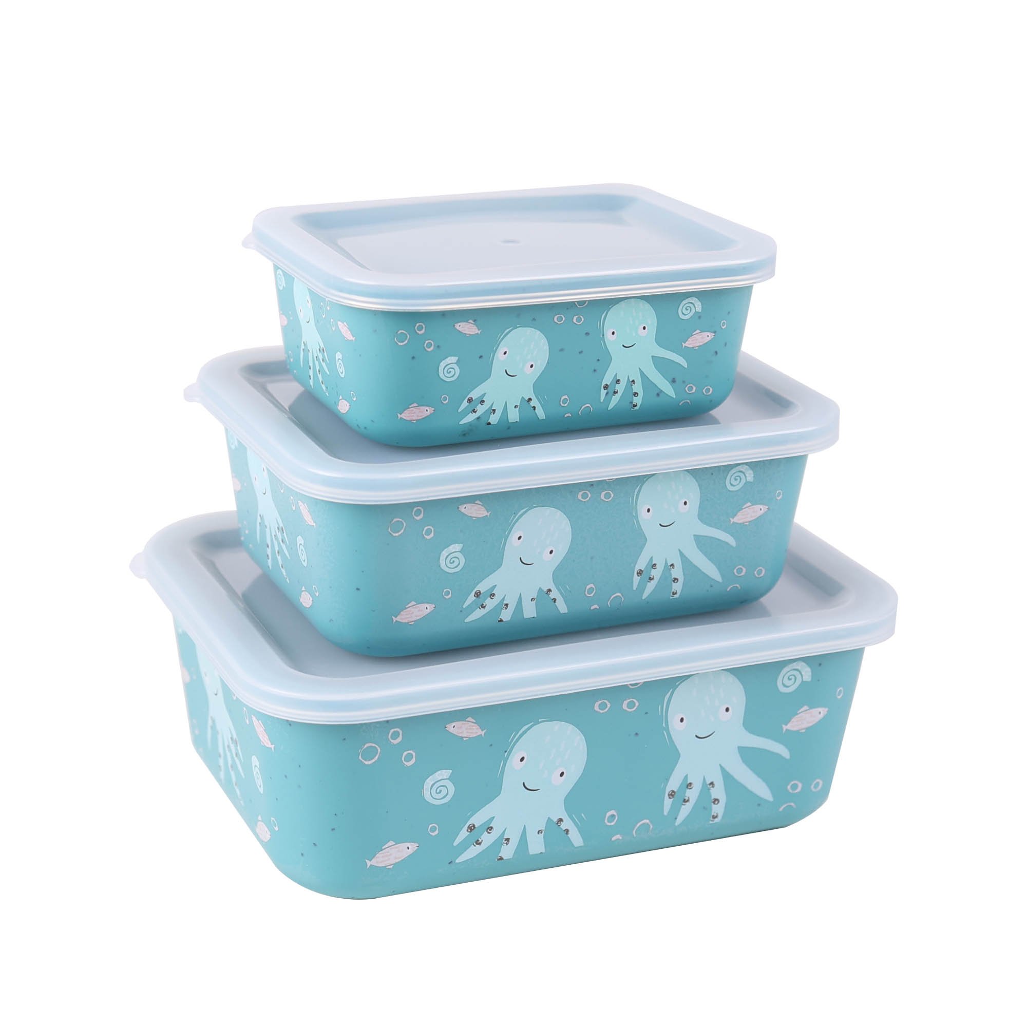 AWAVE® 3 pc Food Storage Container Set, Lid 400/730/1300 ml made from rPET | turquoise