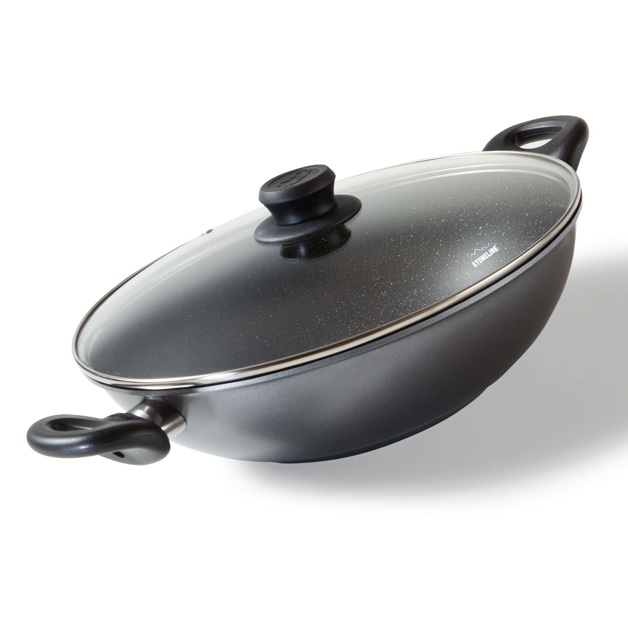 STONELINE® Wok 28 cm, with lid, cast aluminium wok pan coated, oven & induction suitable