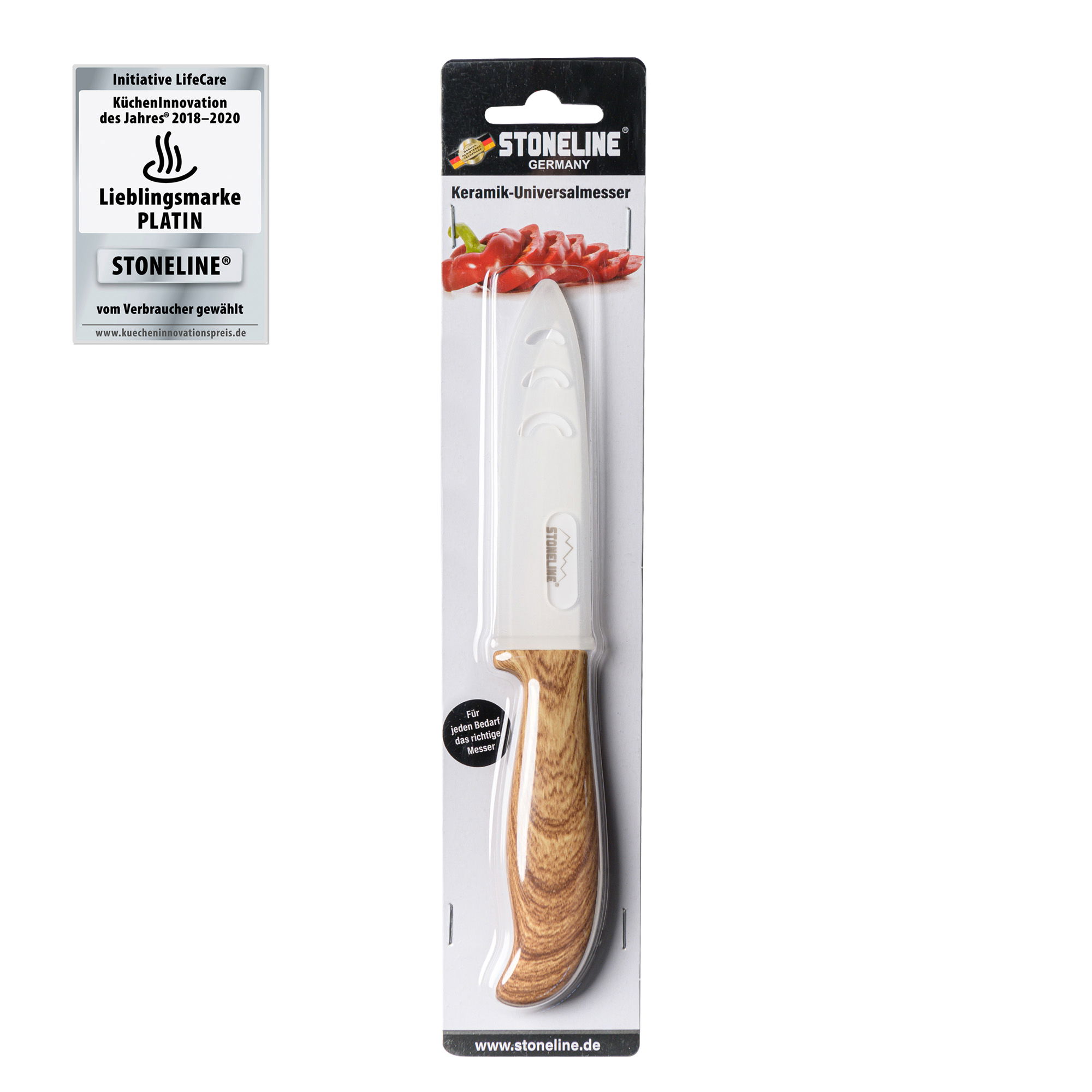 STONELINE® CERAMIC Knife 21 cm All-Purpose Knife, Safety Sheath | Back to Nature