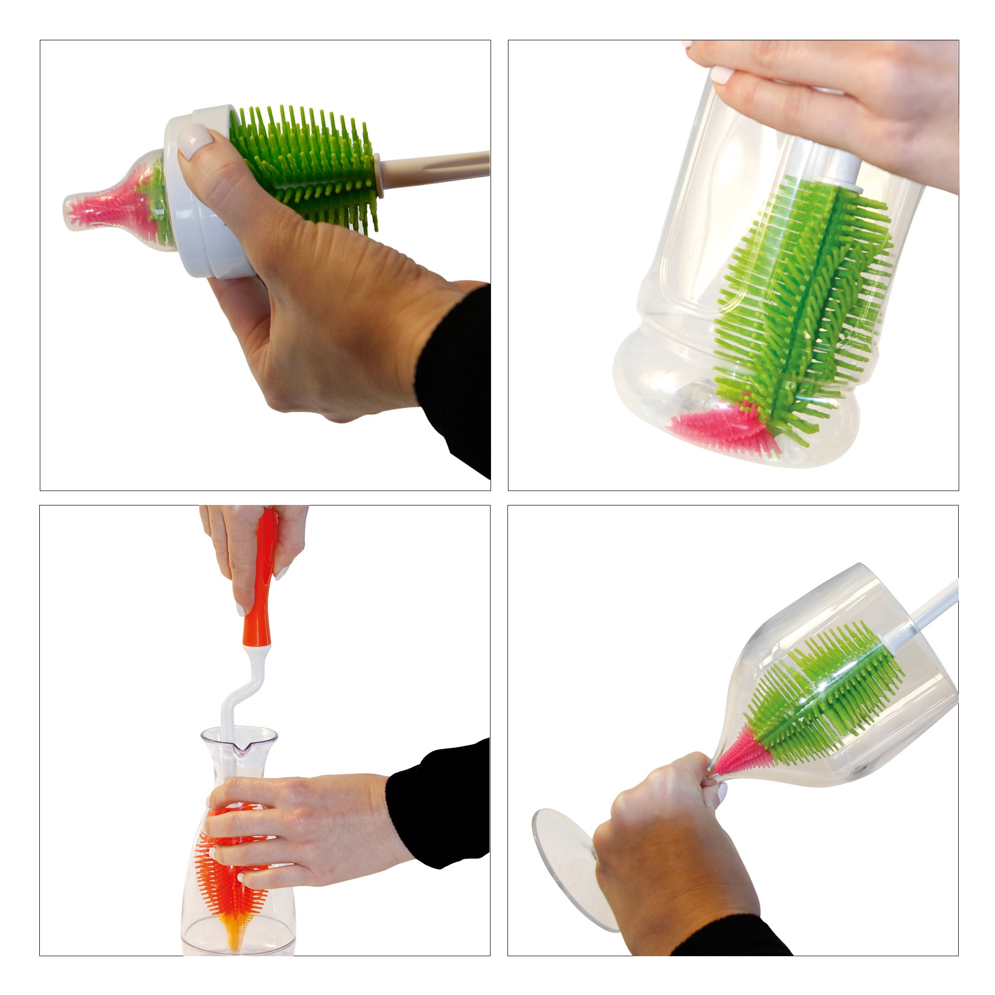 STONELINE® Rotating Silicone Bottle Cleaning Brush with Long Handle 35 cm | green
