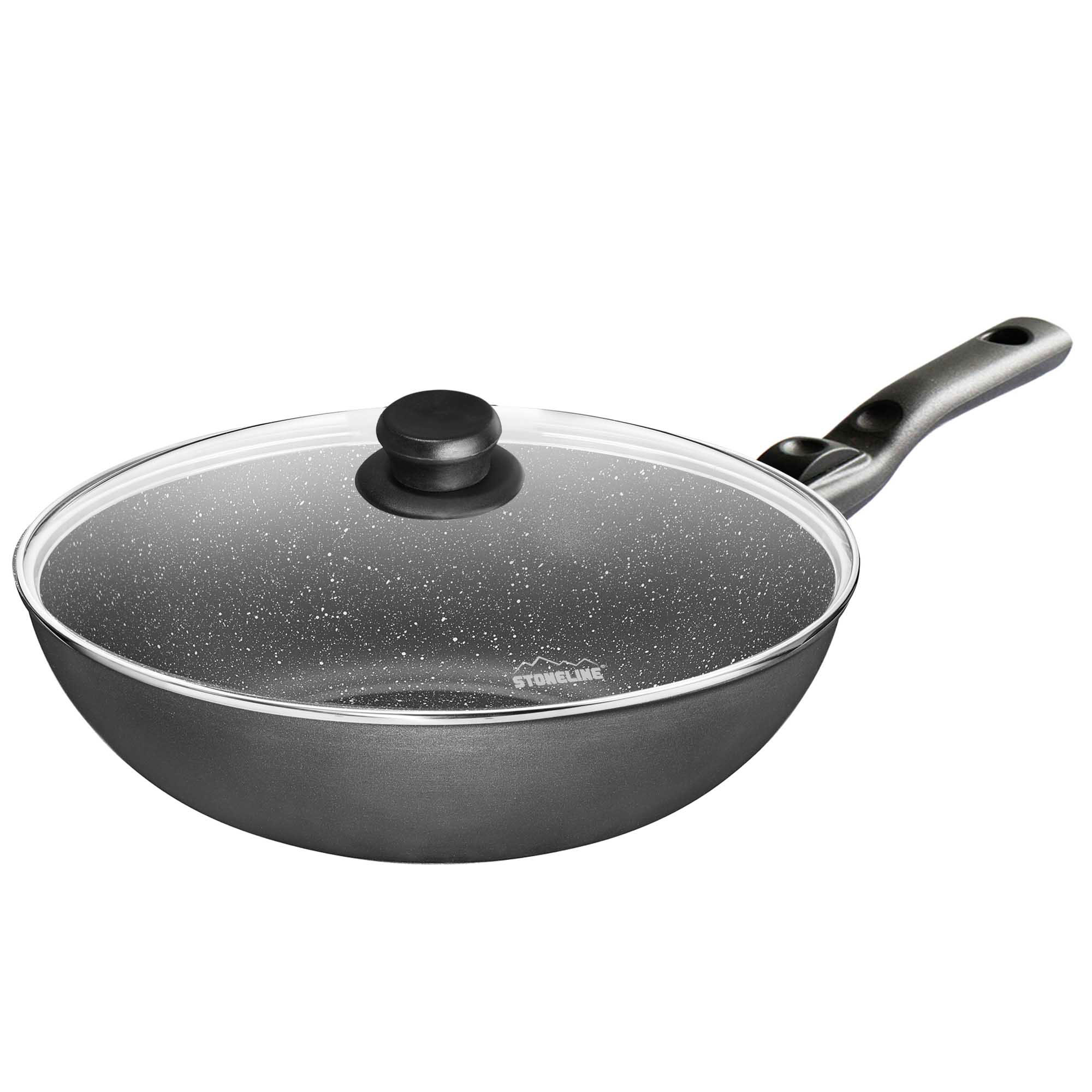 STONELINE® Wok Pan 30 cm, Removable Handle, Lid, Non-Stick | Made in Germany | FLEX