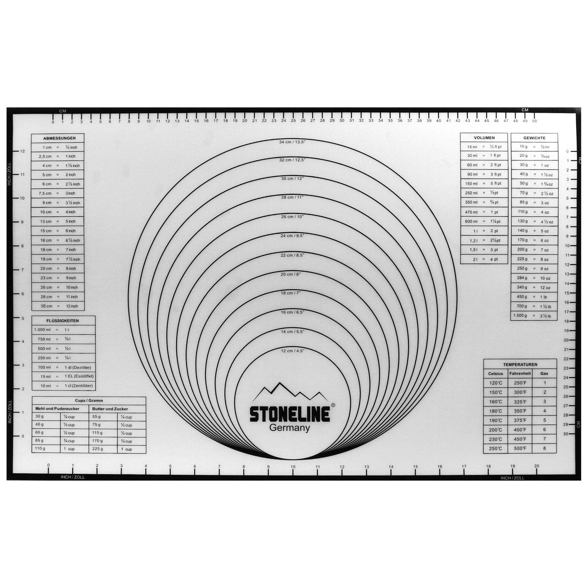 STONELINE® Silicone Baking Mat 60x40 cm, Non-Stick | Pastry Mat with Measurement