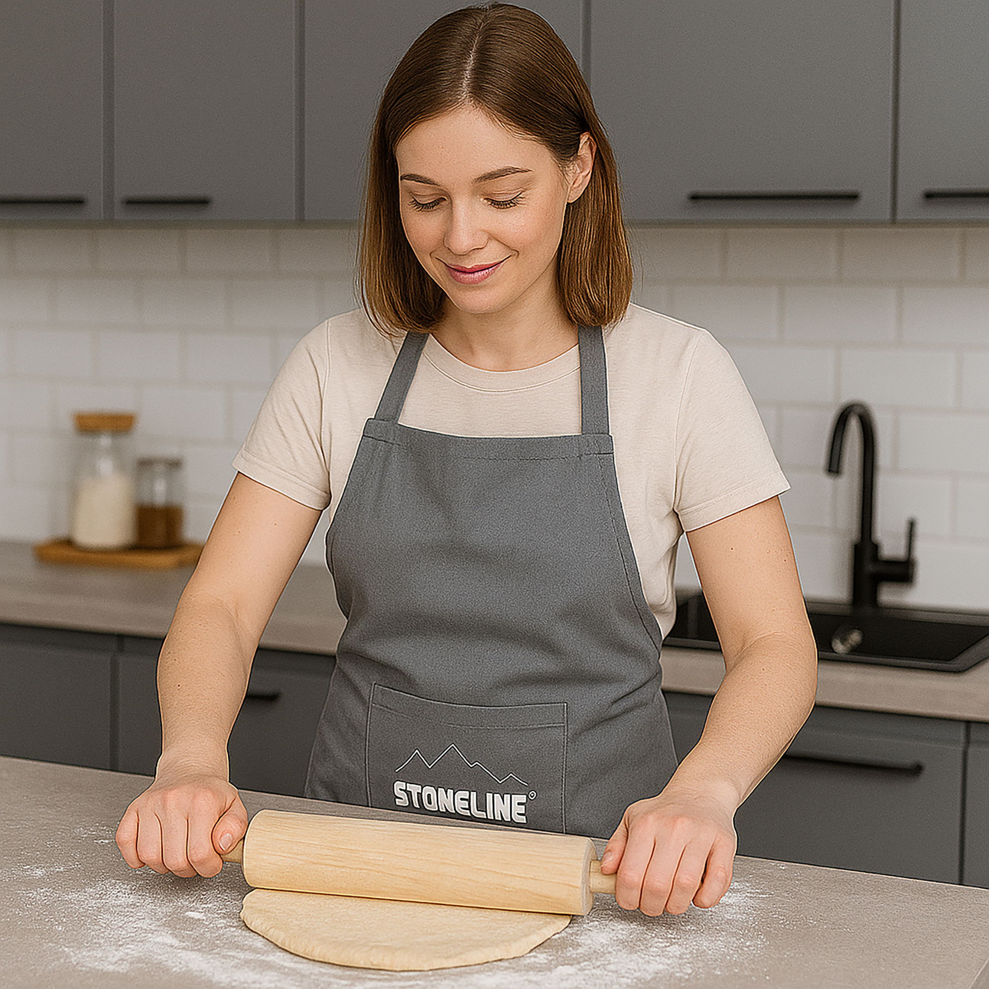 Set Tablier de cuisine et pâtisserie 3 pièces | Gris