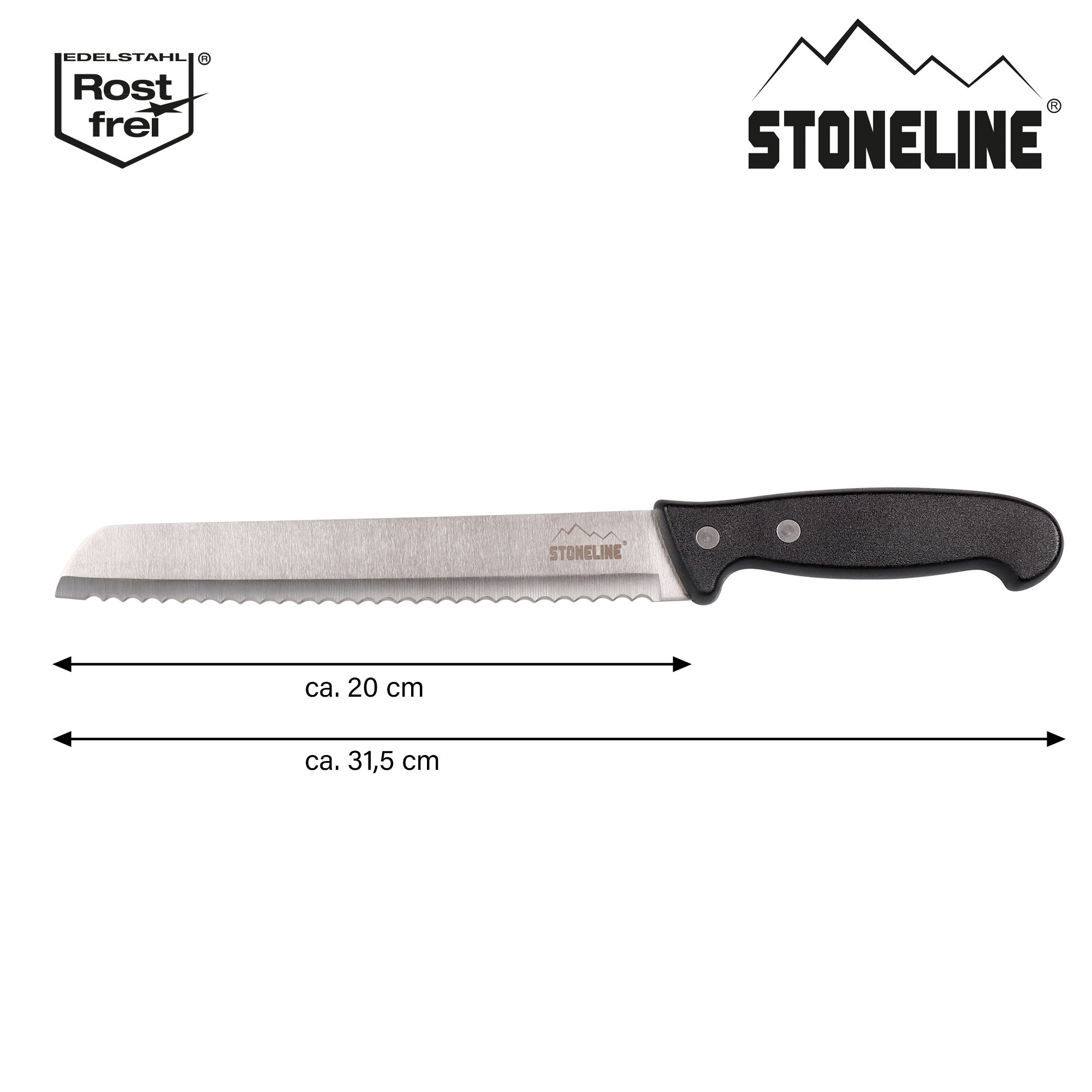 STONELINE® 31,5 cm Couteau à pain, avec protège-lame