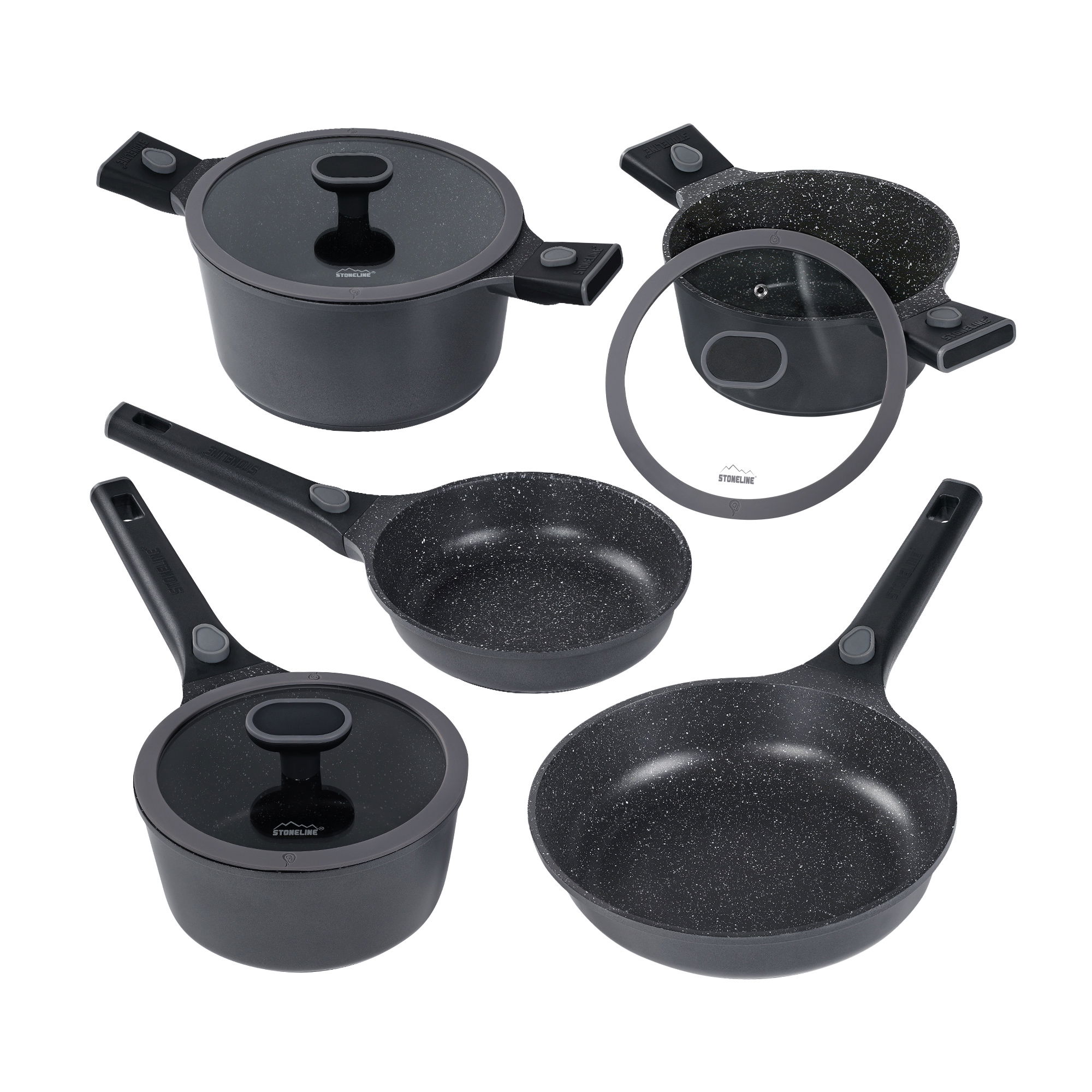 Batterie de cuisine 8 pièces 18/20/24 Poignée amovible | avec couvercles
