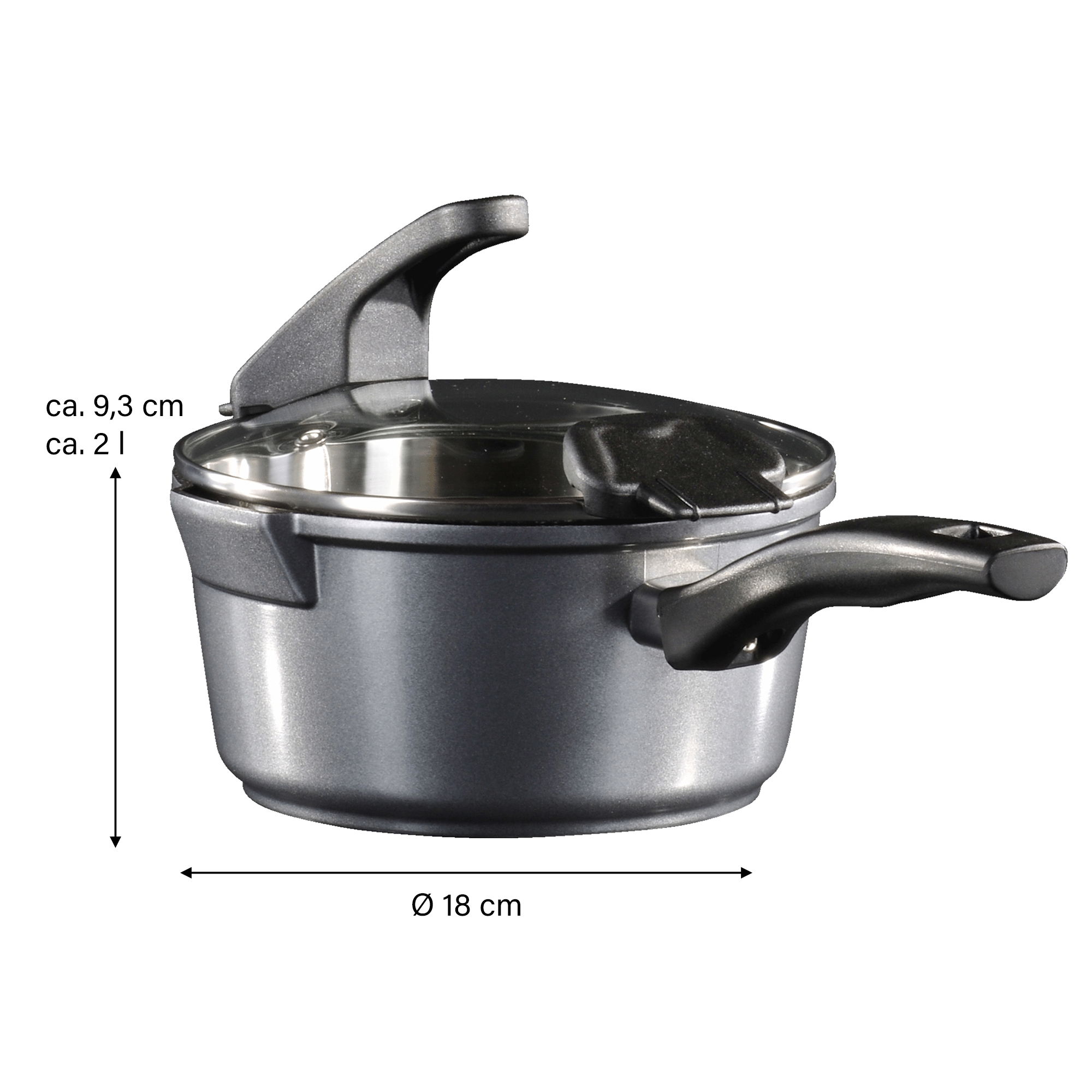 STONELINE® Saucepan 18 cm, Strainer Lid, 2 Spouts, Skillet, Non-Stick Pot | FUTURE