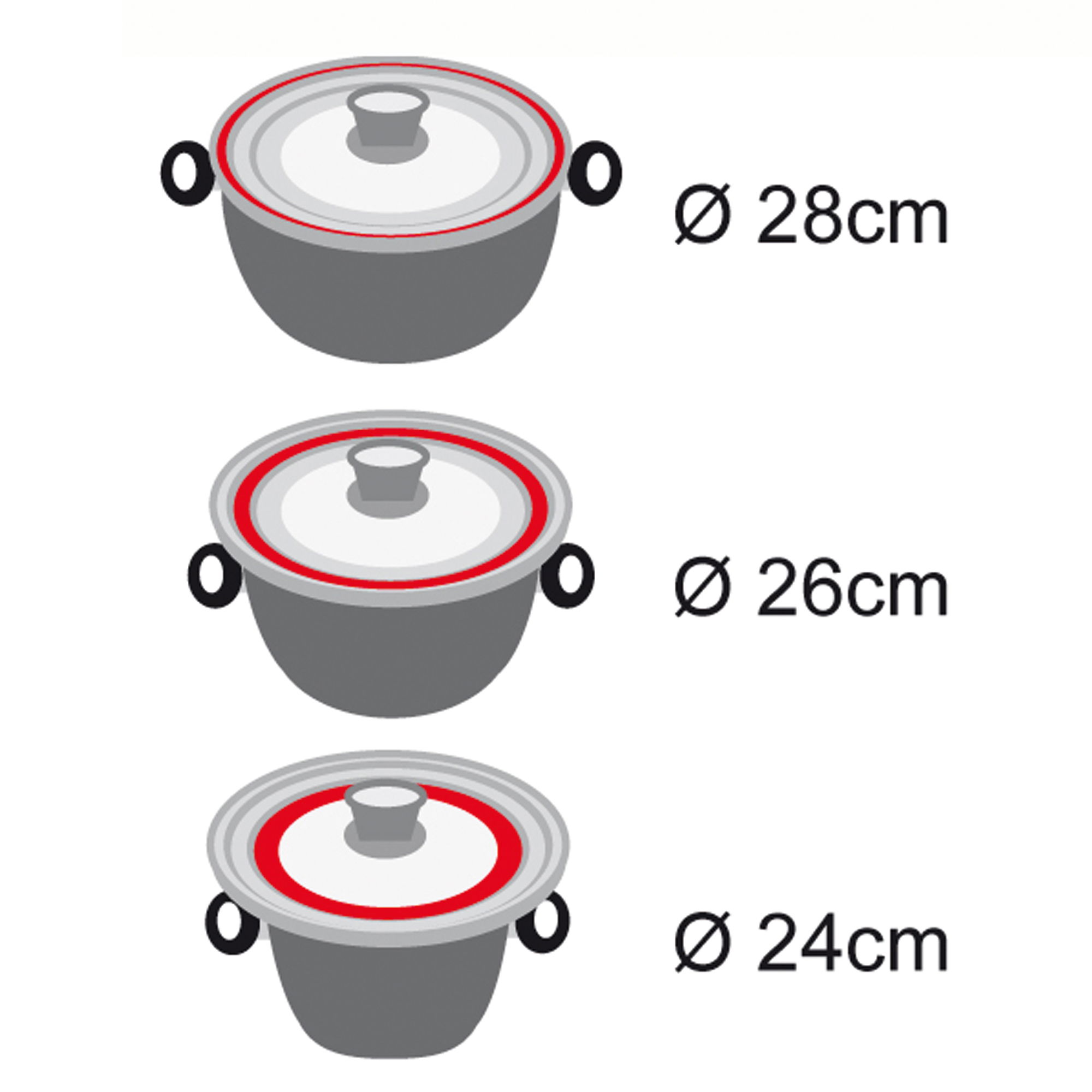 STONELINE® 2 pc Universal Lid Set, Aroma Lid 16/18/20 cm, 24/26/28 cm, for Pots, Pans