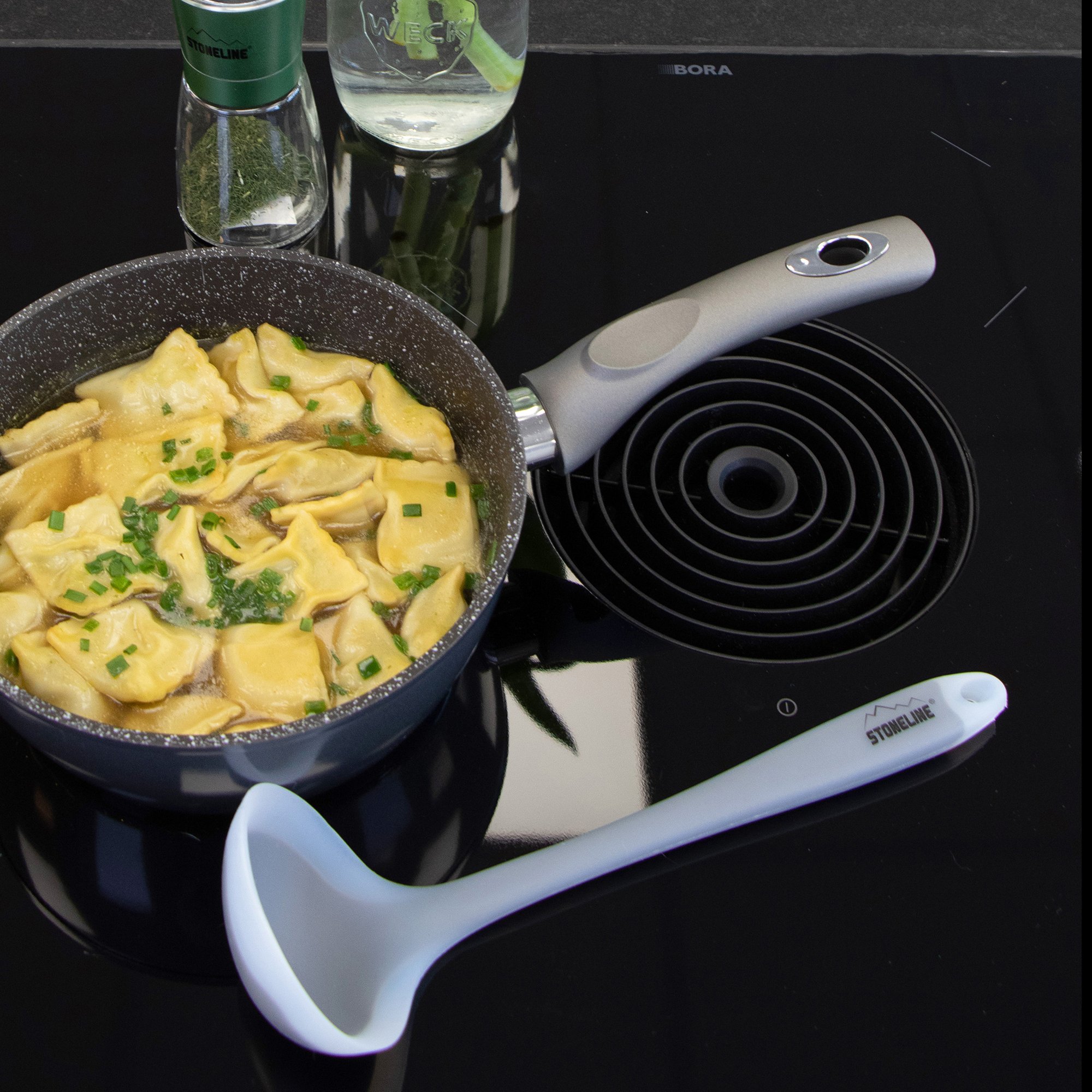 STONELINE® Kitchen gadget set, 3 pcs. 1 scraper, 1 cooking spoon and 1 soup ladle