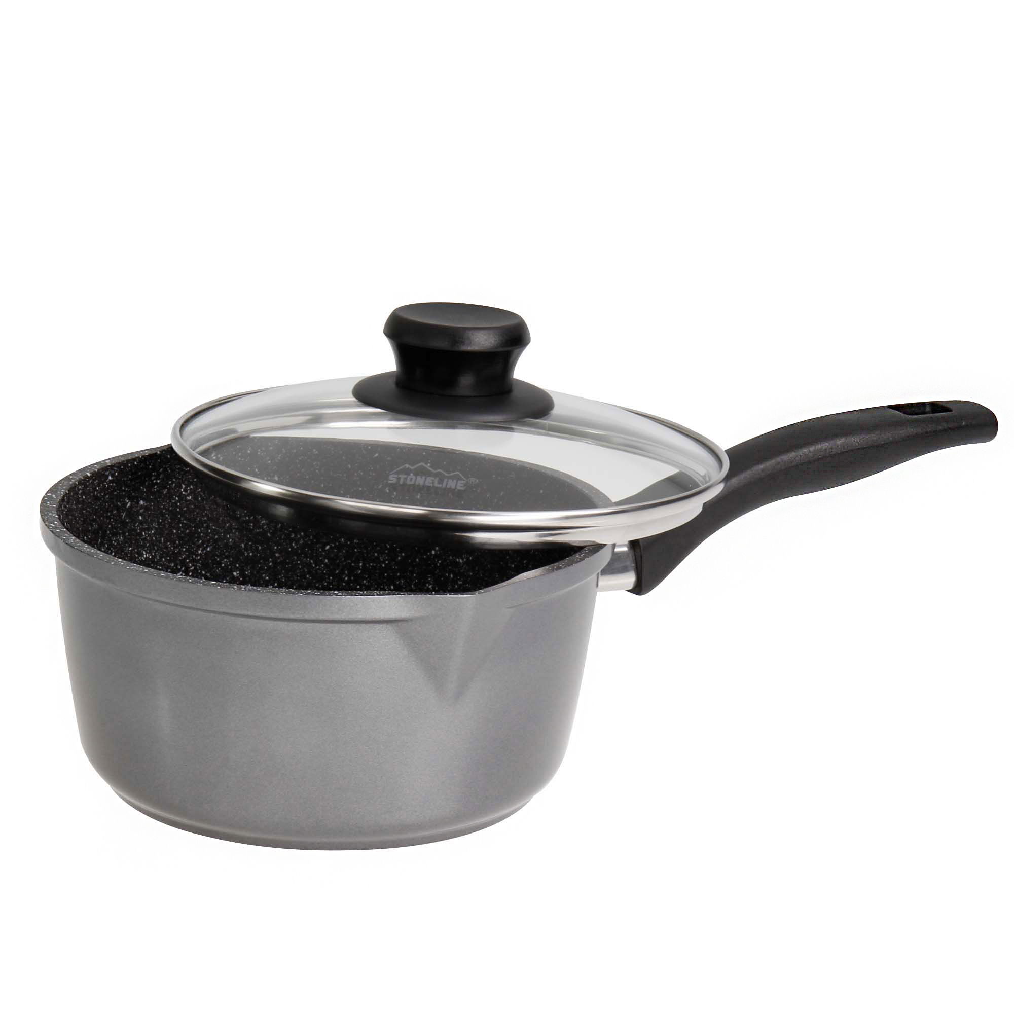 STONELINE® Saucepan 18 cm, with Lid, 2 Spouts, Skillet, Non-Stick Pot | CLASSIC