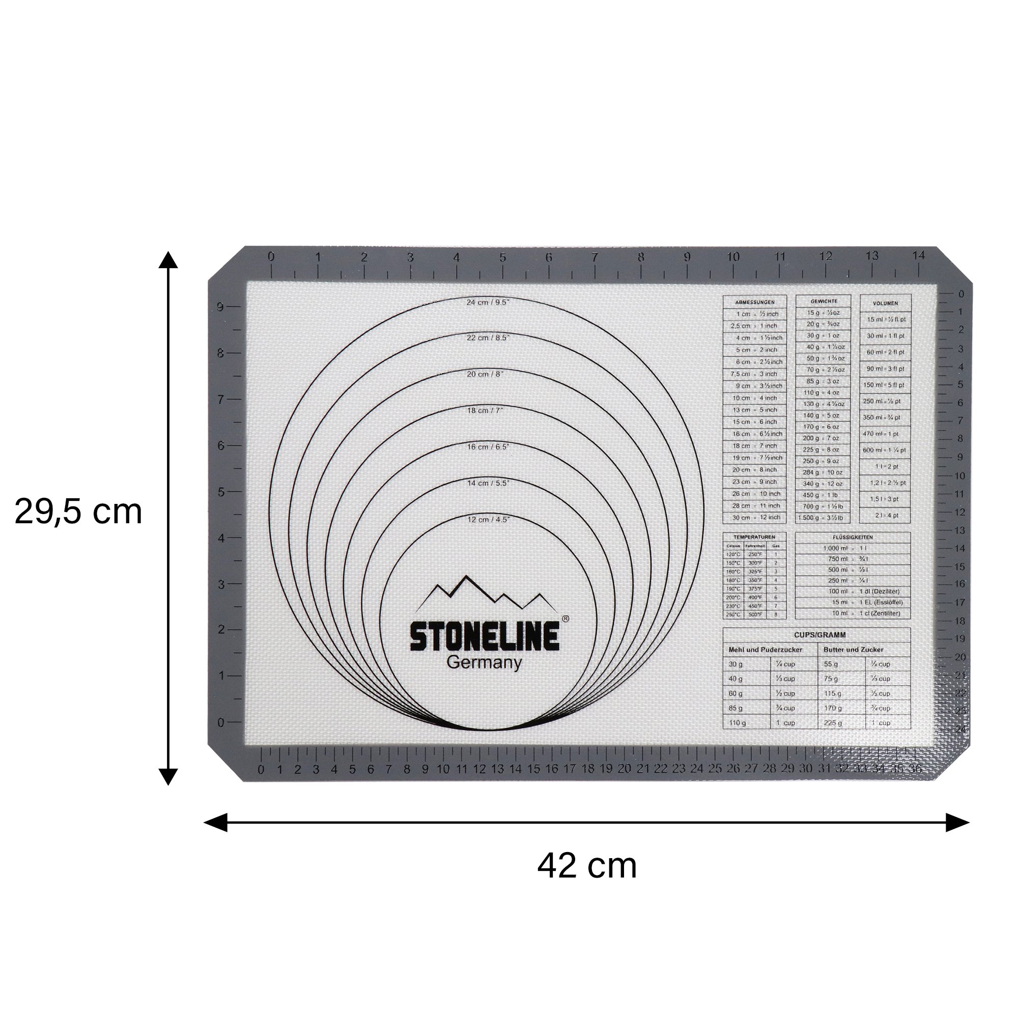 STONELINE® Silicone Baking Mat 42x29.5 cm, Non-Stick | Pastry Mat with Measurement