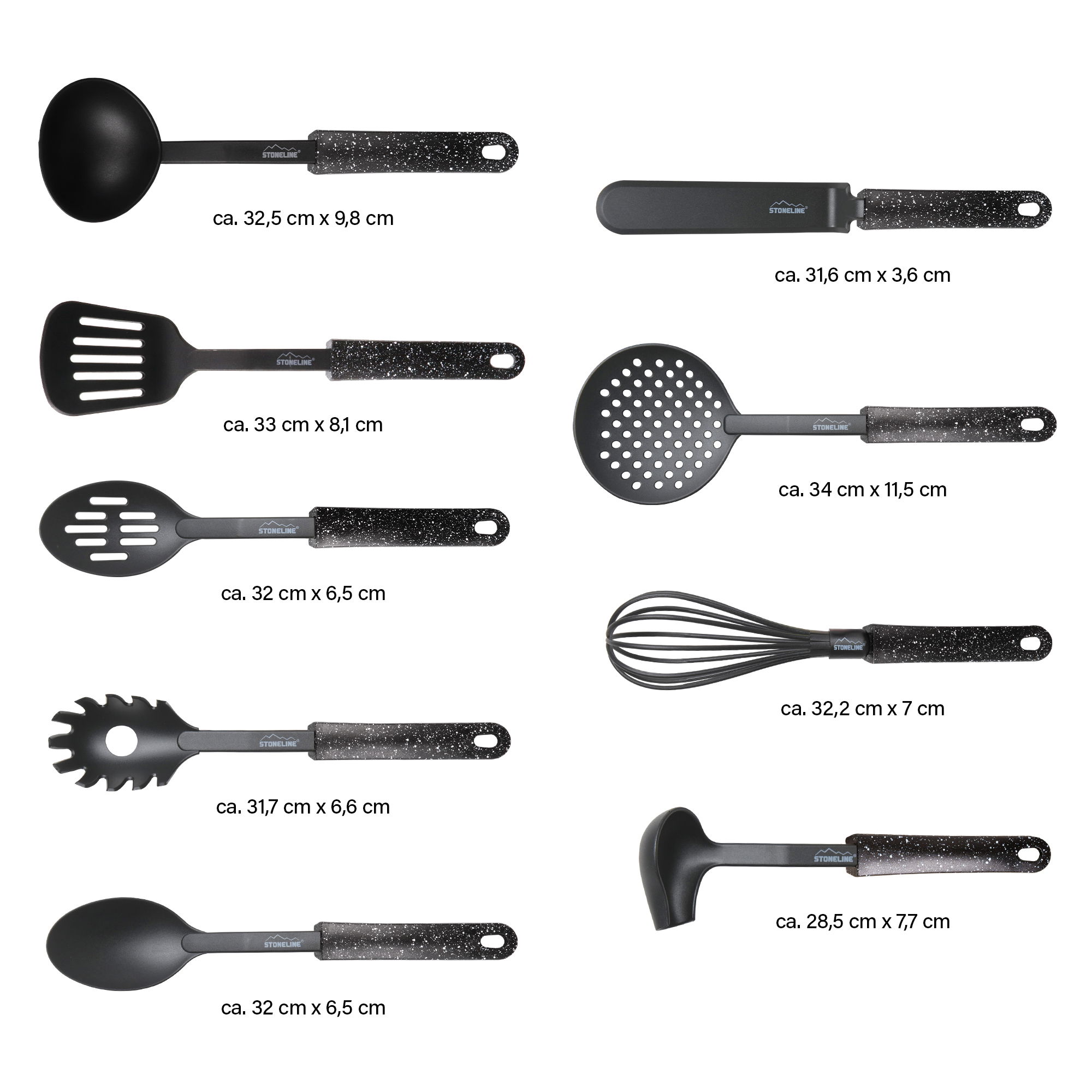 Utensili da Cucina Set 9 Pezzi | Nero