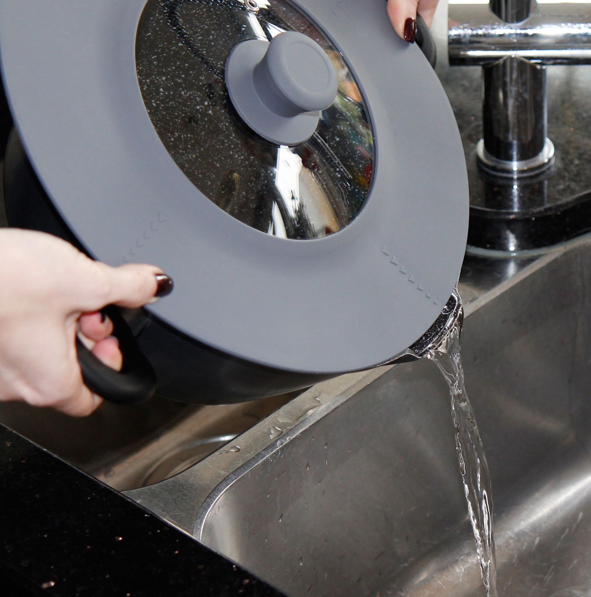 1 ensemble de couvercles universels pour casseroles, poêles et poêles -  Verre trempé avec rebord en silicone résistant à la chaleur