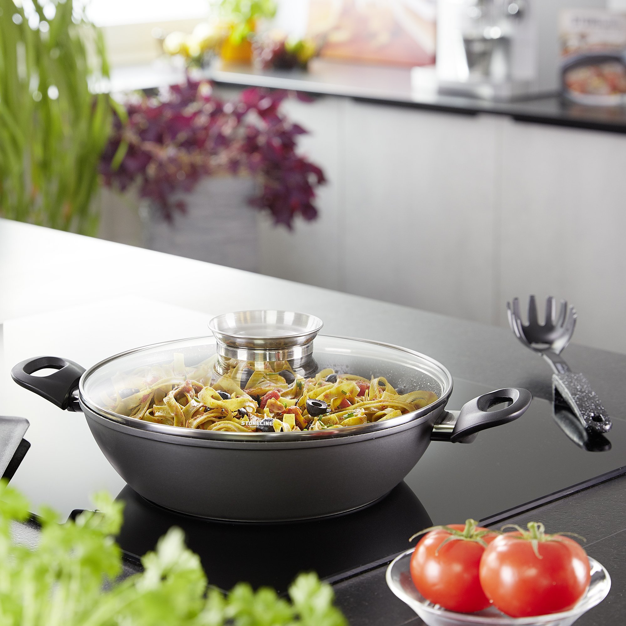 STONELINE® CERAMIC Serving Pan 28 cm, with Aroma Lid, Non-Stick Pan | CERAMIC Cookware