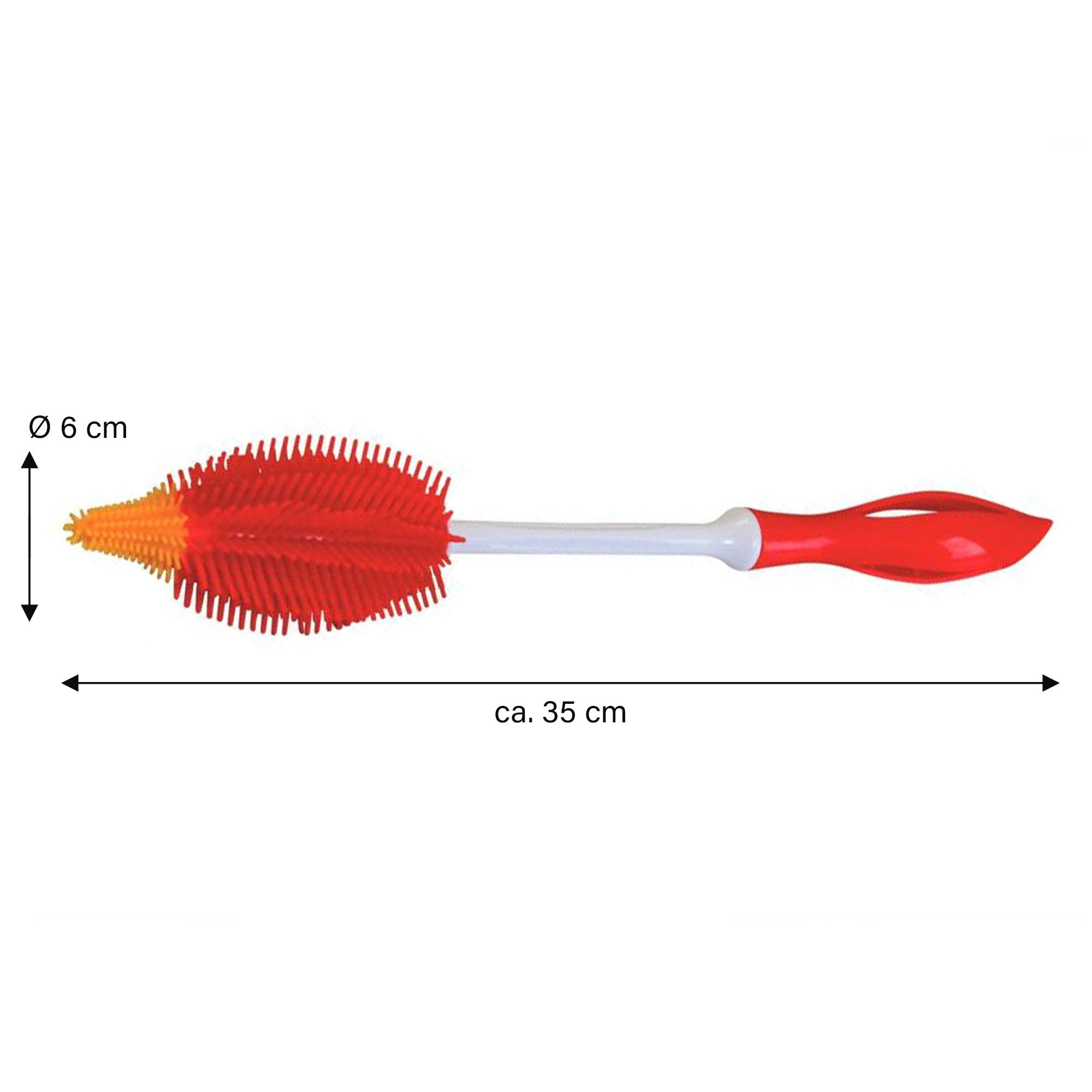 Pulizia ecologica STONELINE®: Spazzola per bottiglie in silicone 35 cm rosso