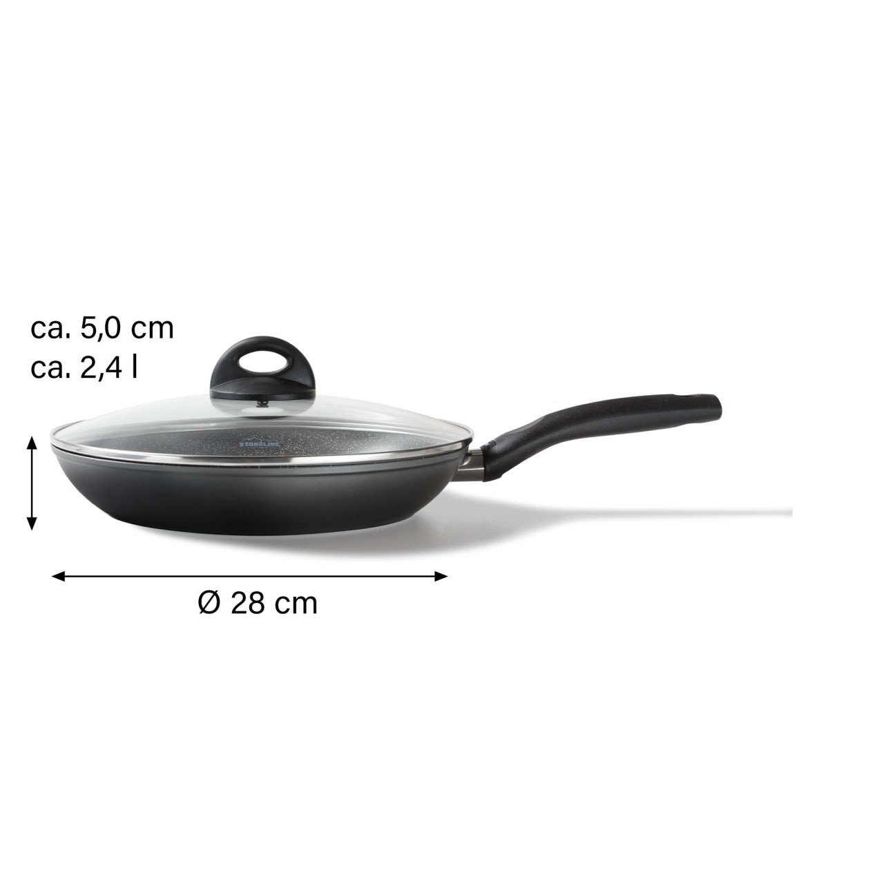 STONELINE® CERAMIC frying pan 28 cm, ceramic coating, with glass lid, suitable for induction