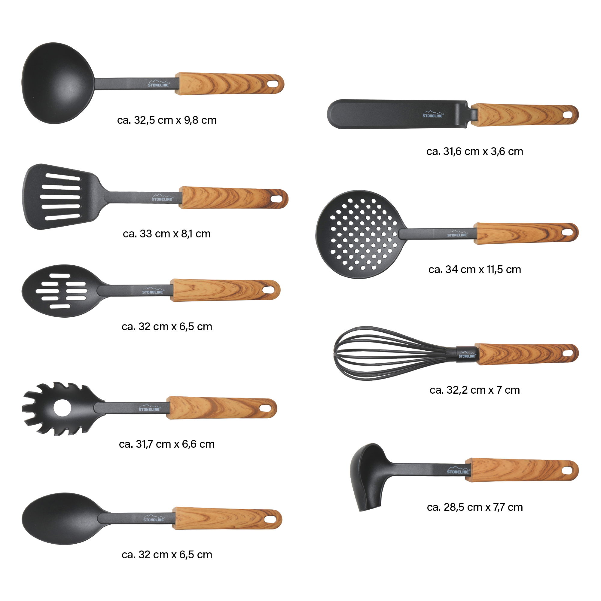 Küchenhelfer Set 9-teilig | Holzoptik