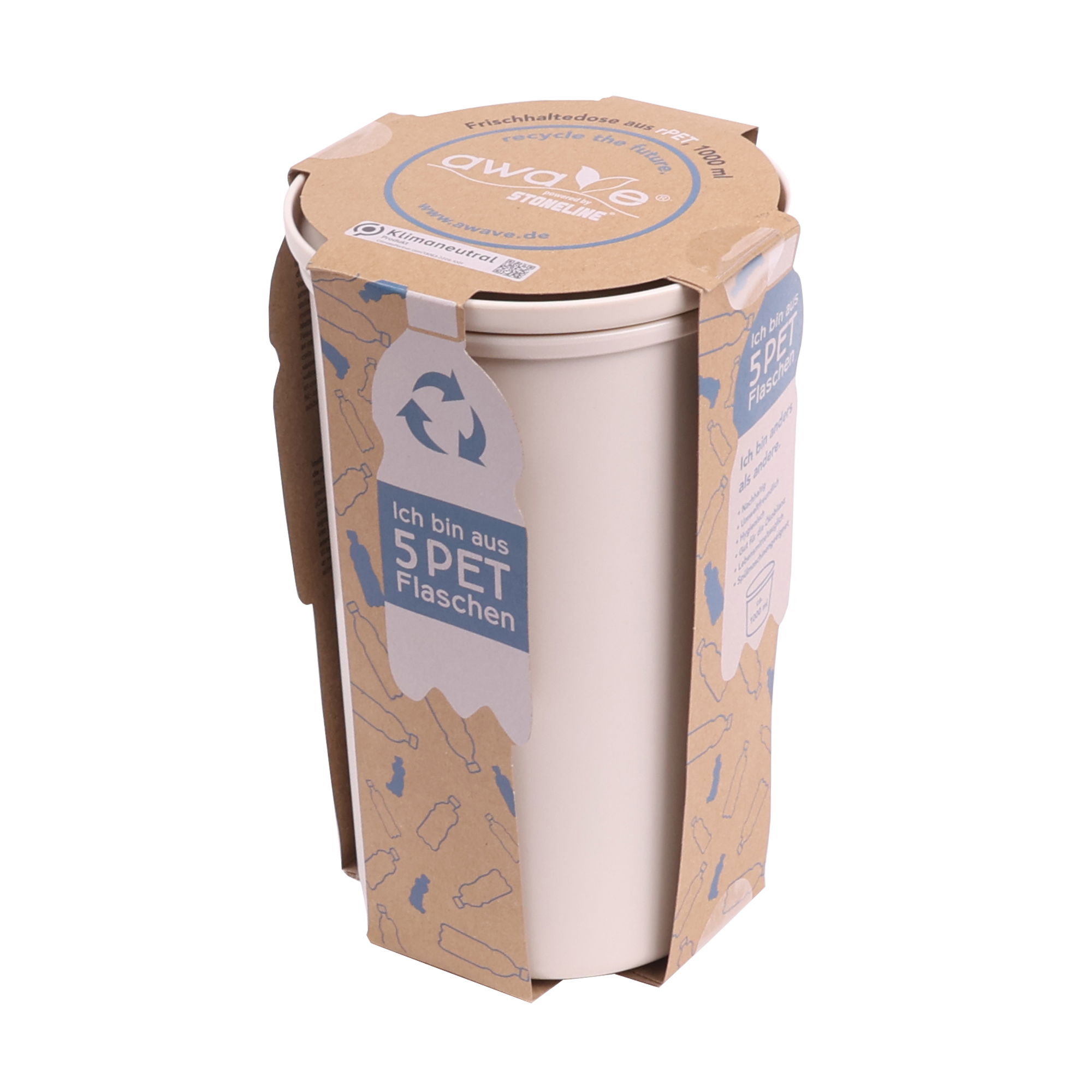 AWAVE® Juego de 3 cajas para guardar alimentos de 1000 ml, con rPET, natural