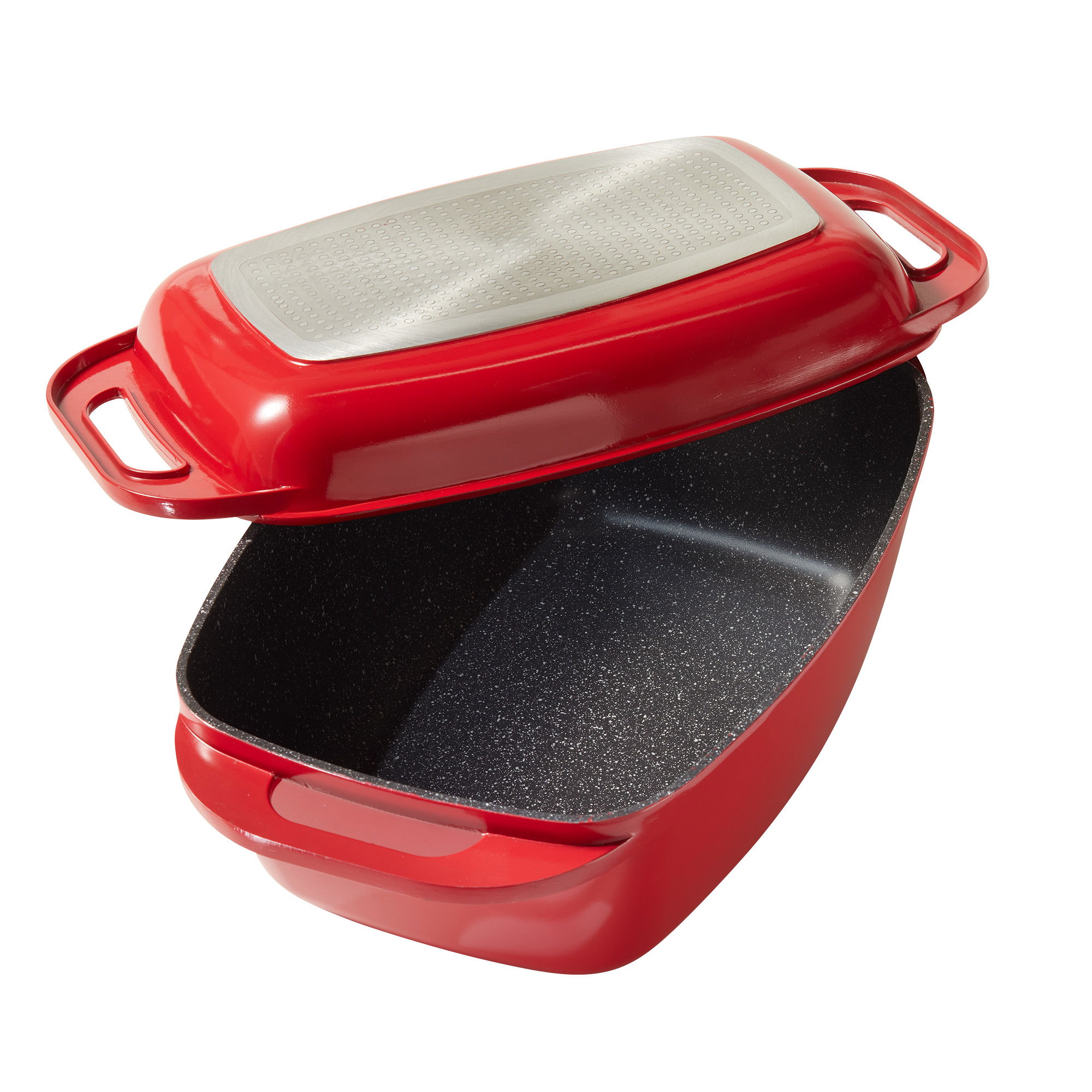 Cocotte rectangulaire 43 x 26 cm rouge | avec couvercle