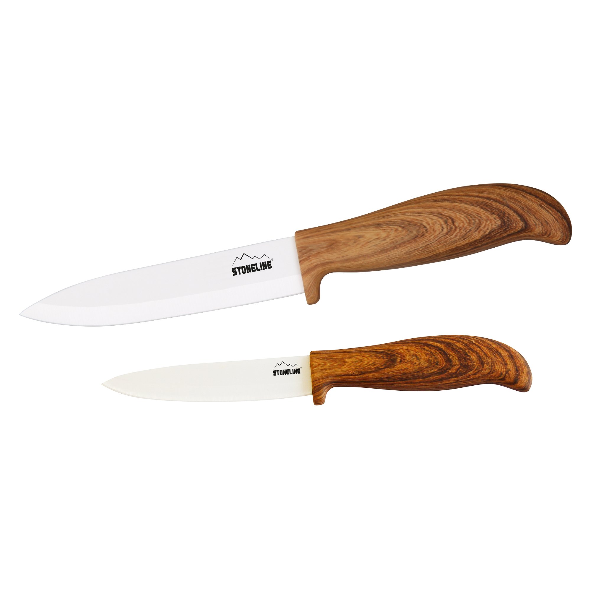 STONELINE® 2 pc CERAMIC Knives Set 21/28 cm, with Safety Sheath | Back to Nature