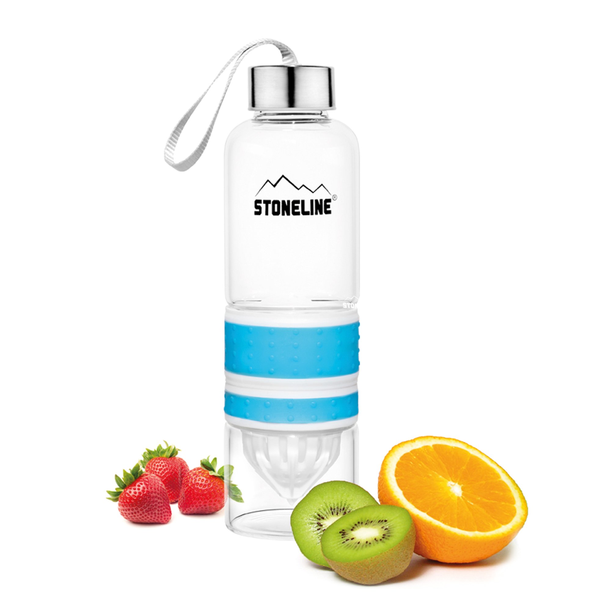 STONELINE® 2 in 1 Trinkflasche mit Saftpresse, blau