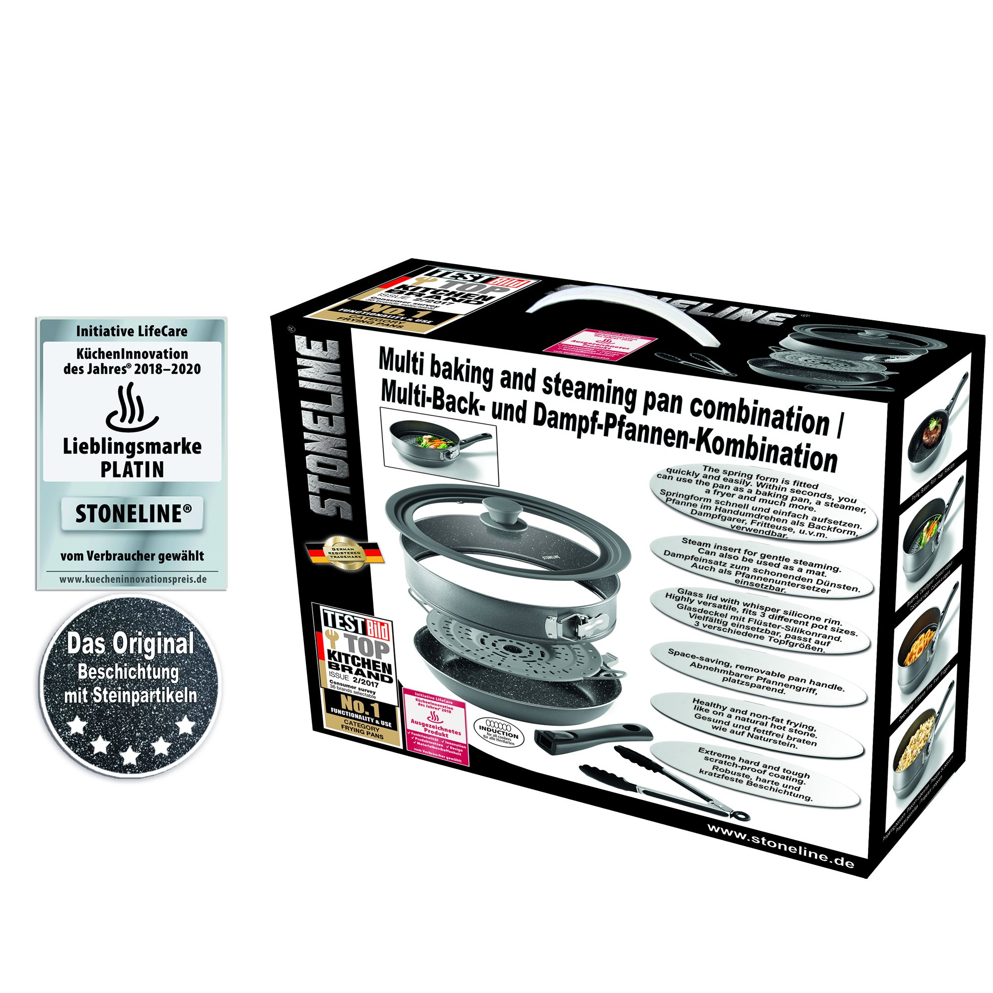 STONELINE® 5 pc Multifunctional Frying Baking Pan Set, Non-Stick | Steamer Baking Tin