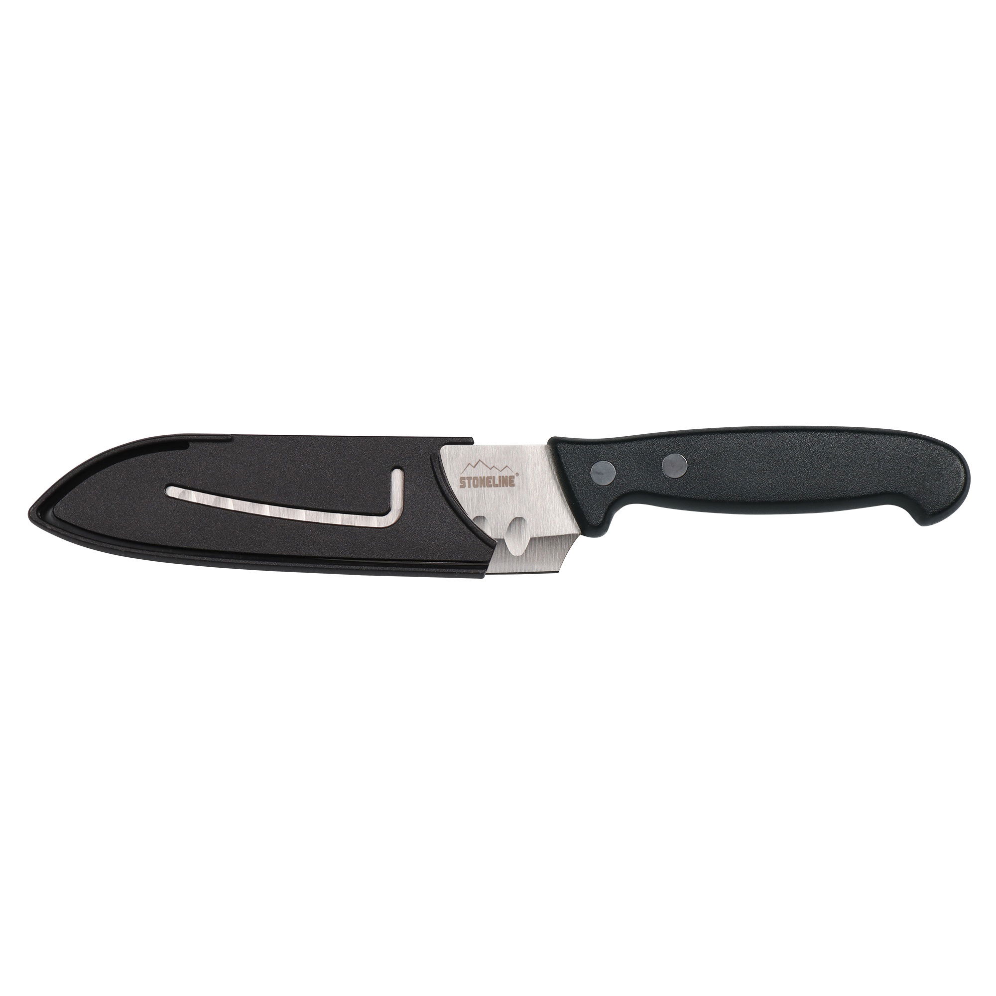 STONELINE® Cuchillo Santoku 22,6 cm Cuchillo Japonés Acero Inox, Funda Protectora