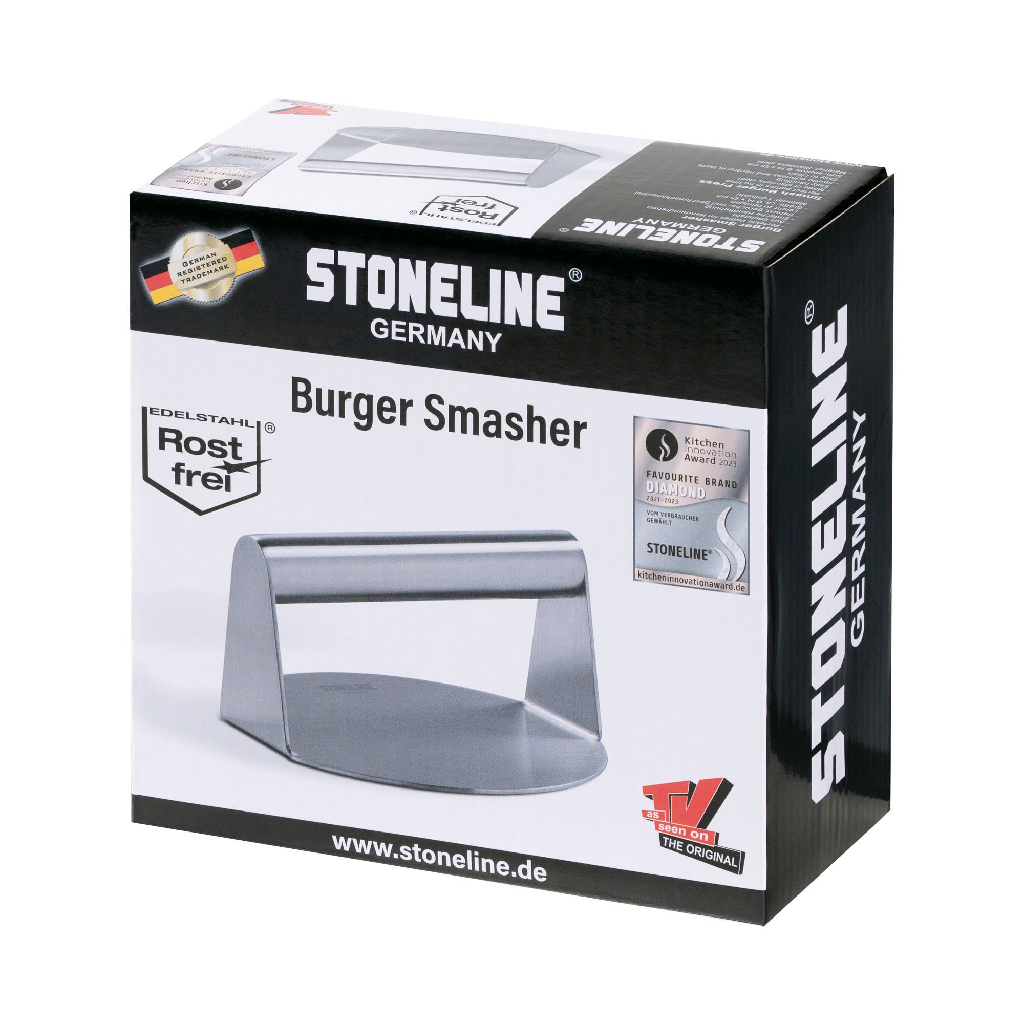 STONELINE® Burger Smasher acero inoxidable 14 cm, prensa para hamburguesas