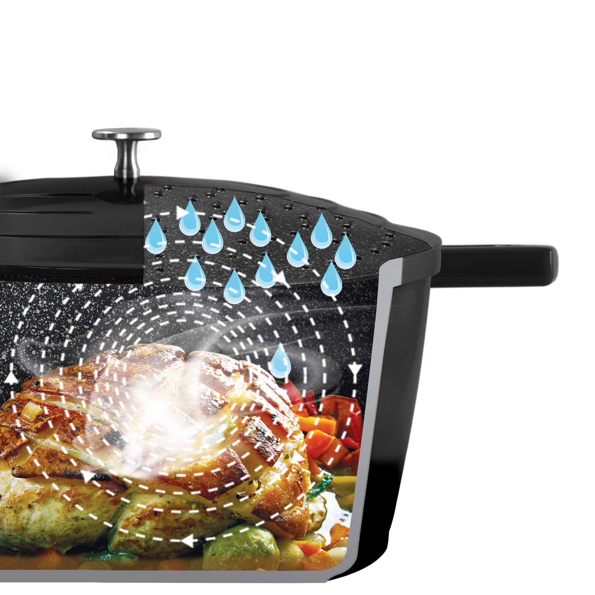 STONELINE® Arrosto Gourmet 20 cm con coperchio, adatto al forno e all'induzione, rivestimento antiaderente, nero