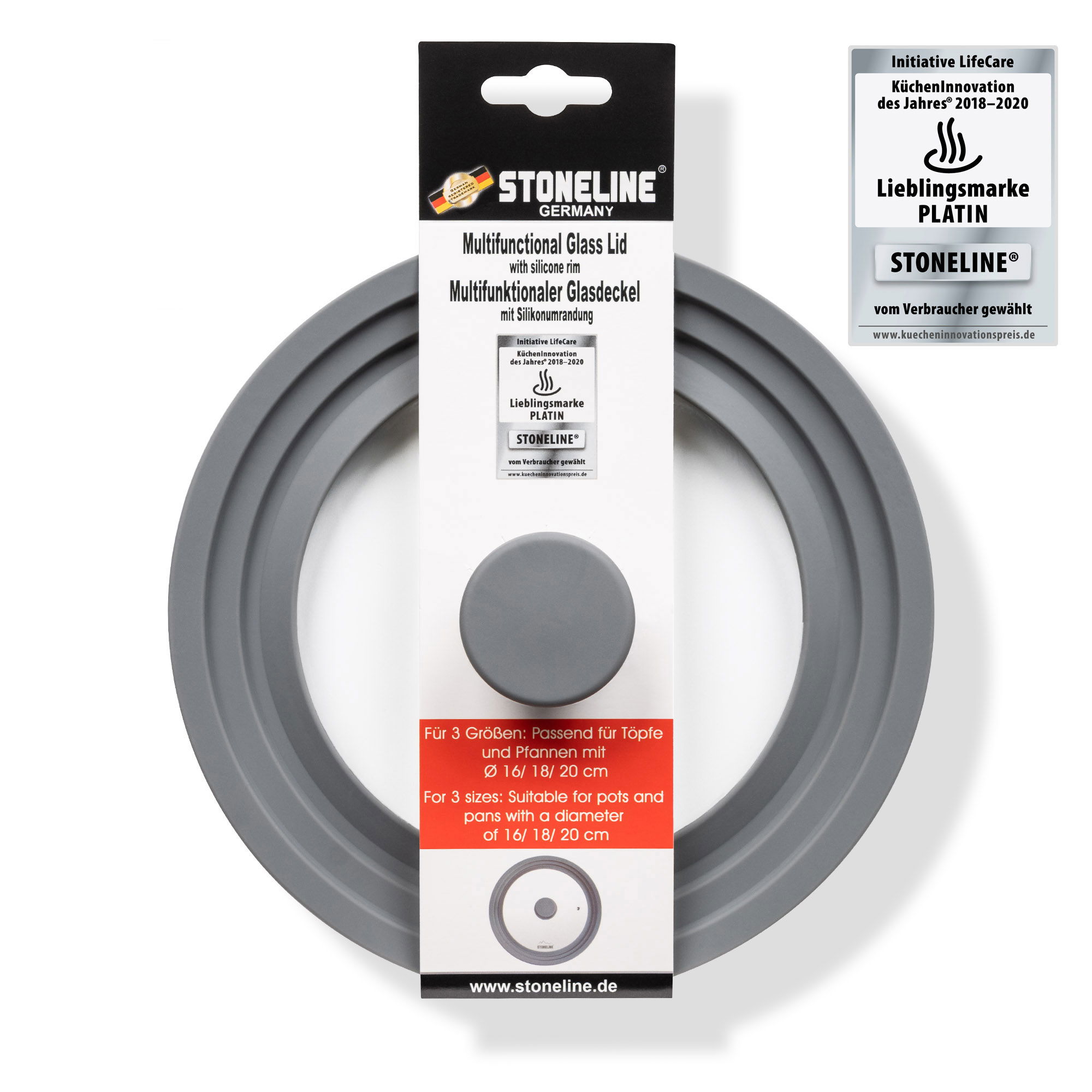 Universal Lid for Pots Pans Skillets 16/18/20 cm | Grey