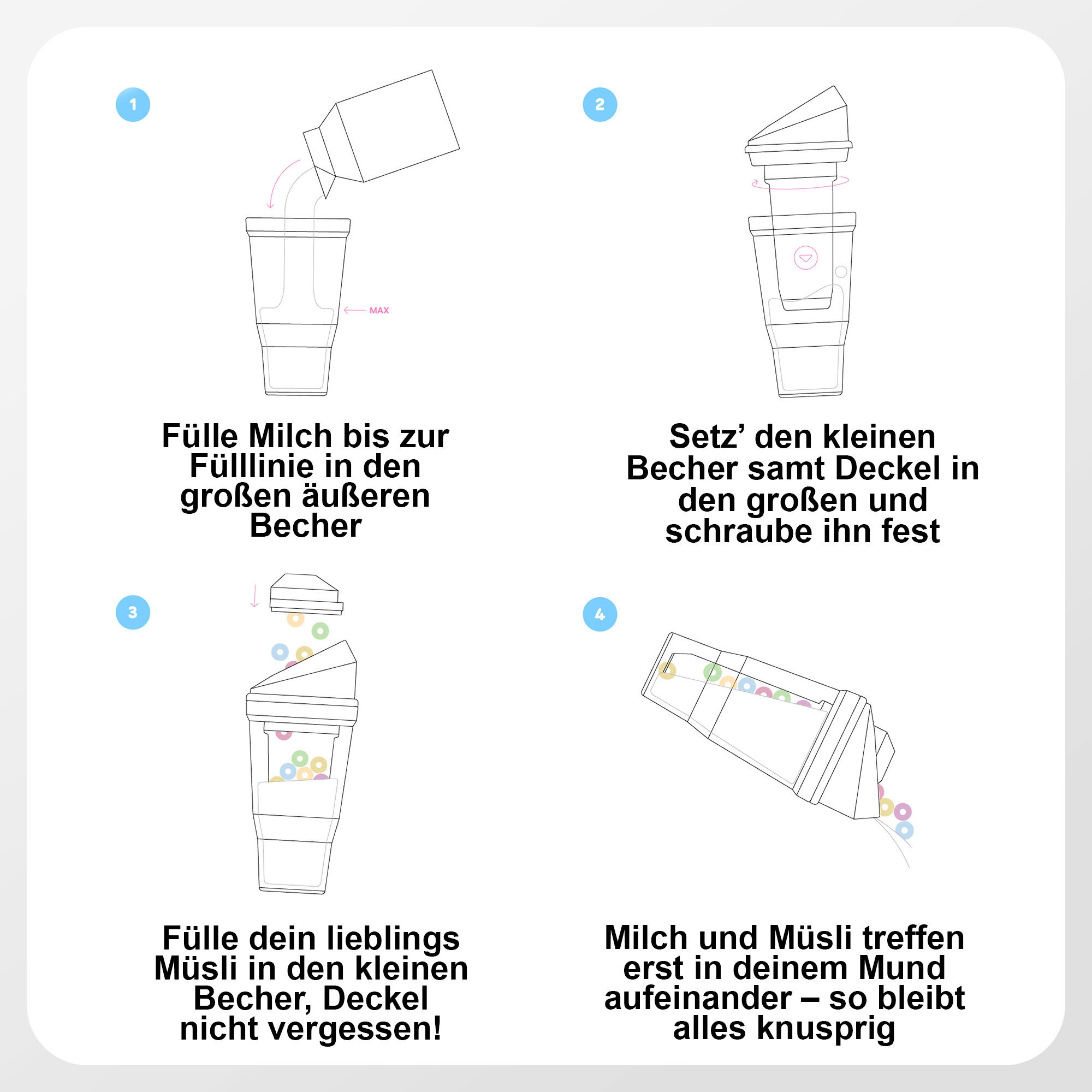 Originale Tazza di Cereali da Asporto 260 + 250 ml | Bianco