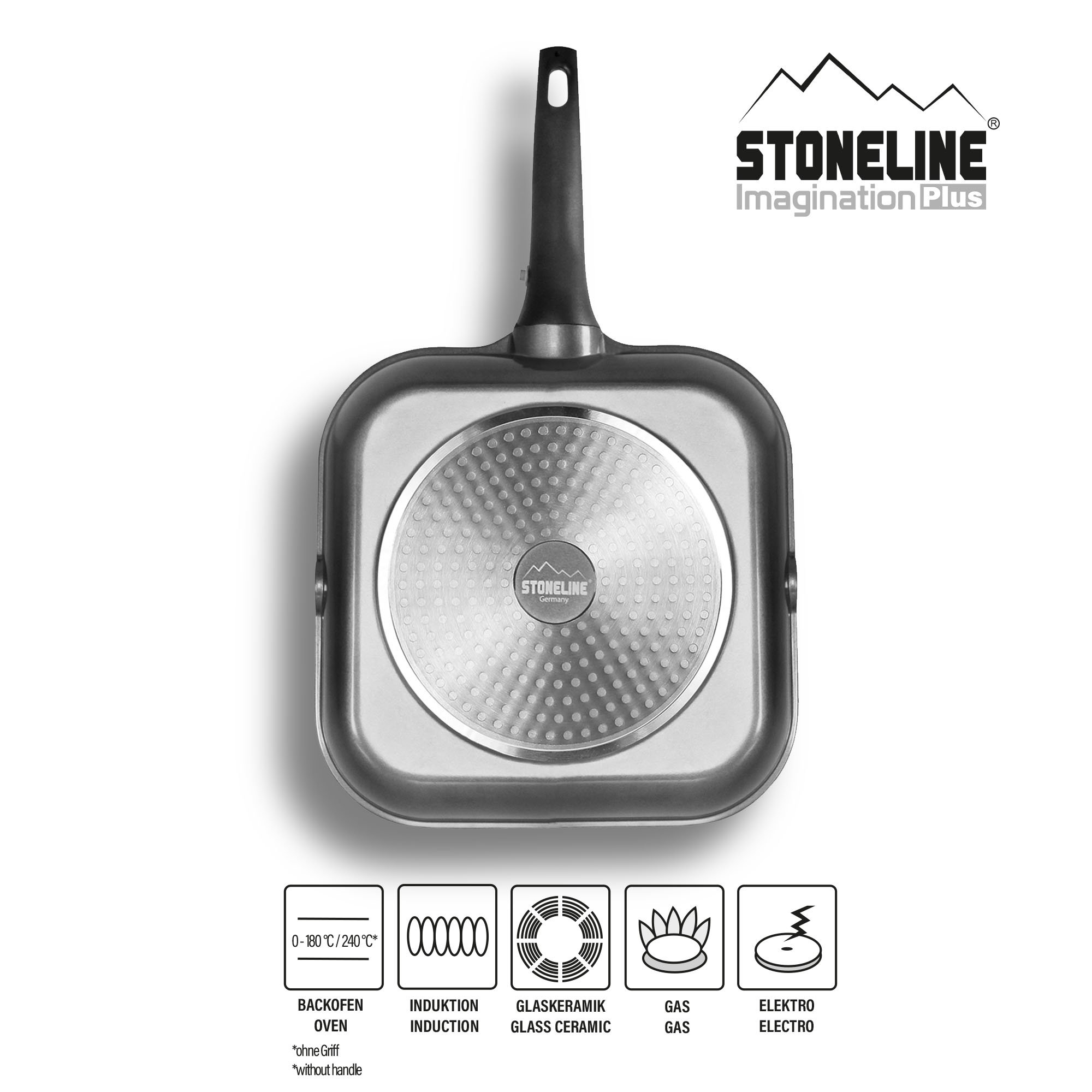 STONELINE® Griddle Pan 28 cm, Removable Handle, Spouts, Non-Stick | Imagination PLUS