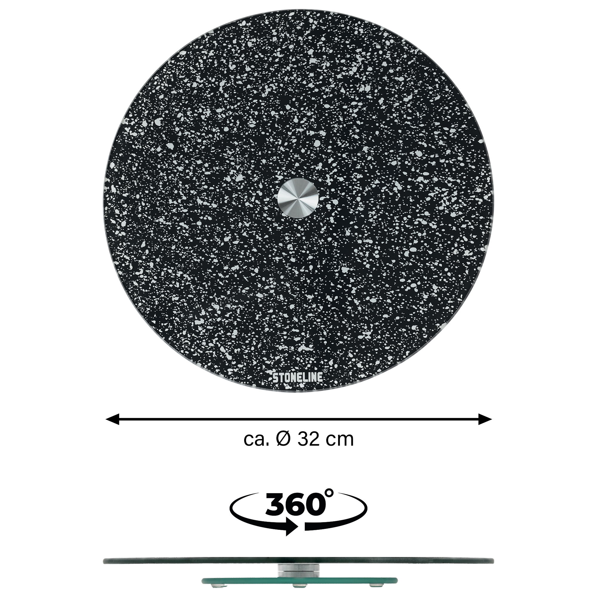 STONELINE® Bandeja Plato Giratorio de Vidrio 32 cm | negro