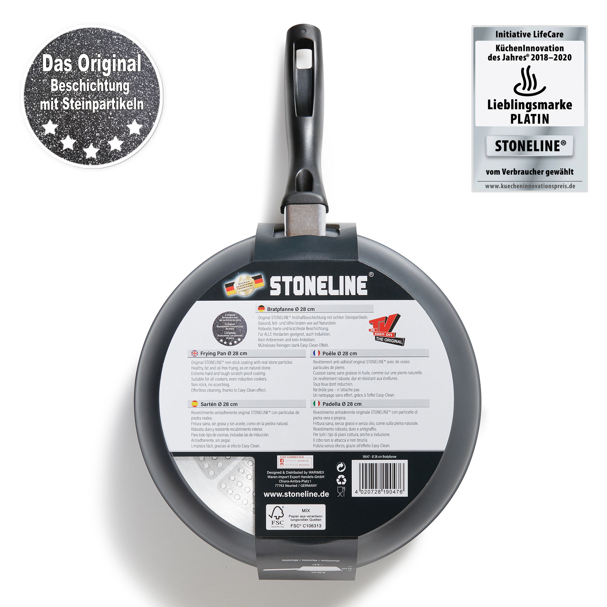 STONELINE® Frying Pan 28 cm, Large Non-Stick Pan | Made in Germany | CLASSIC