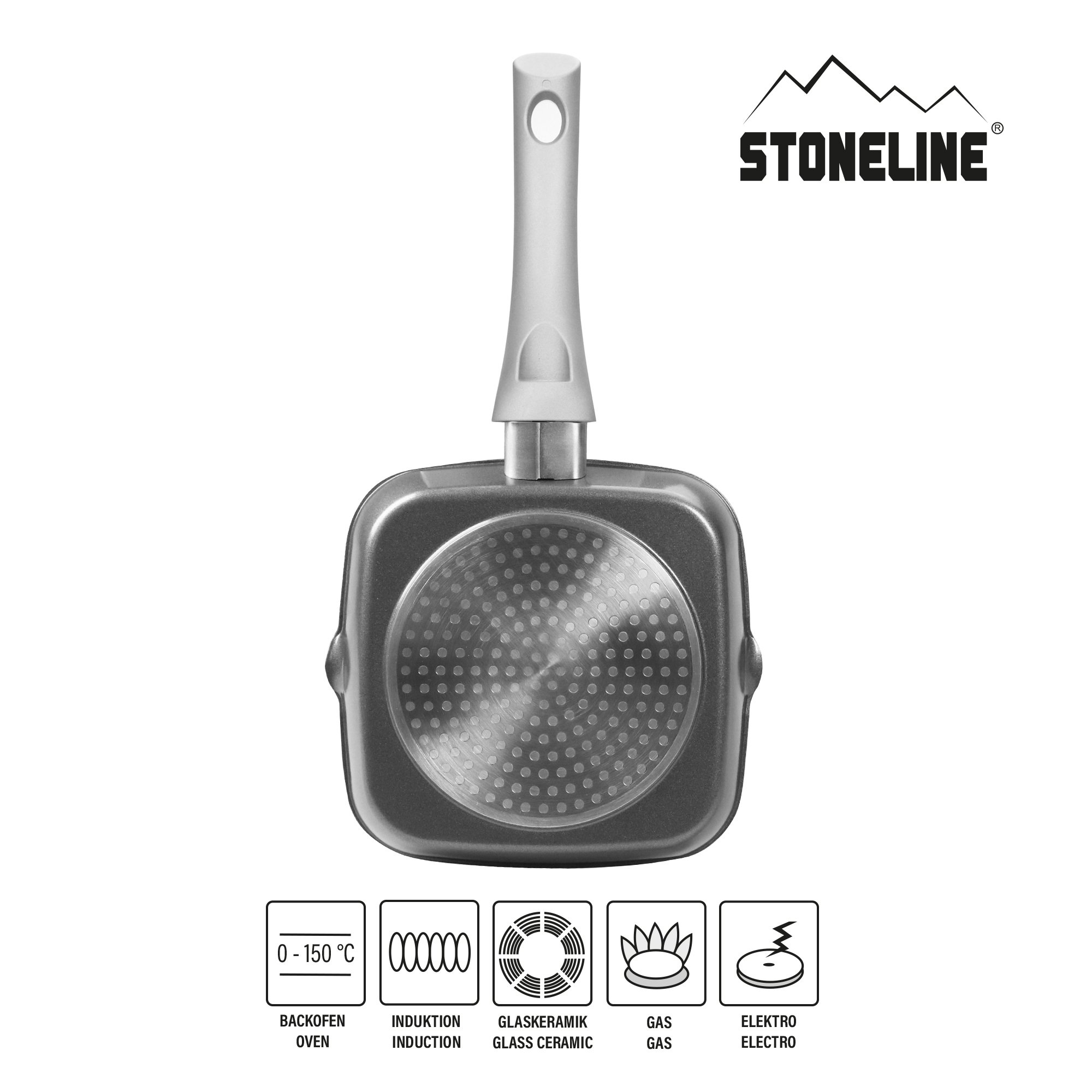STONELINE® BBQ Griddle Pan 16 cm, 2 Spouts, Non-Stick Pan | GOURMUNDO