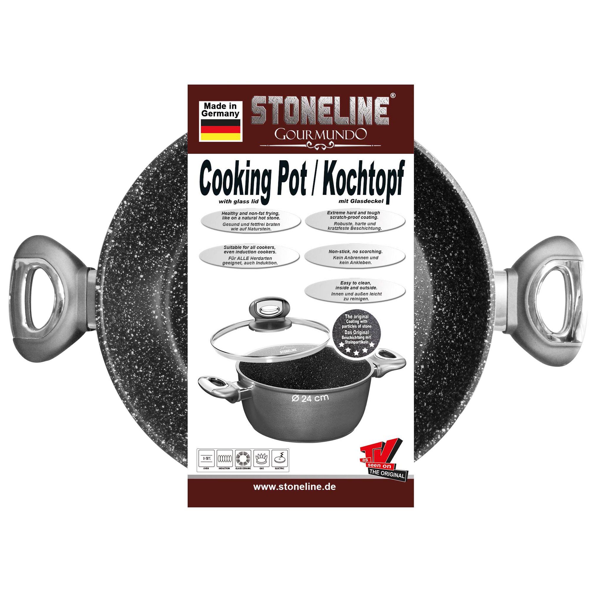 STONELINE® Cooking Pot 24 cm, with Lid, Non-Stick Pot | Made in Germany | GOURMUNDO