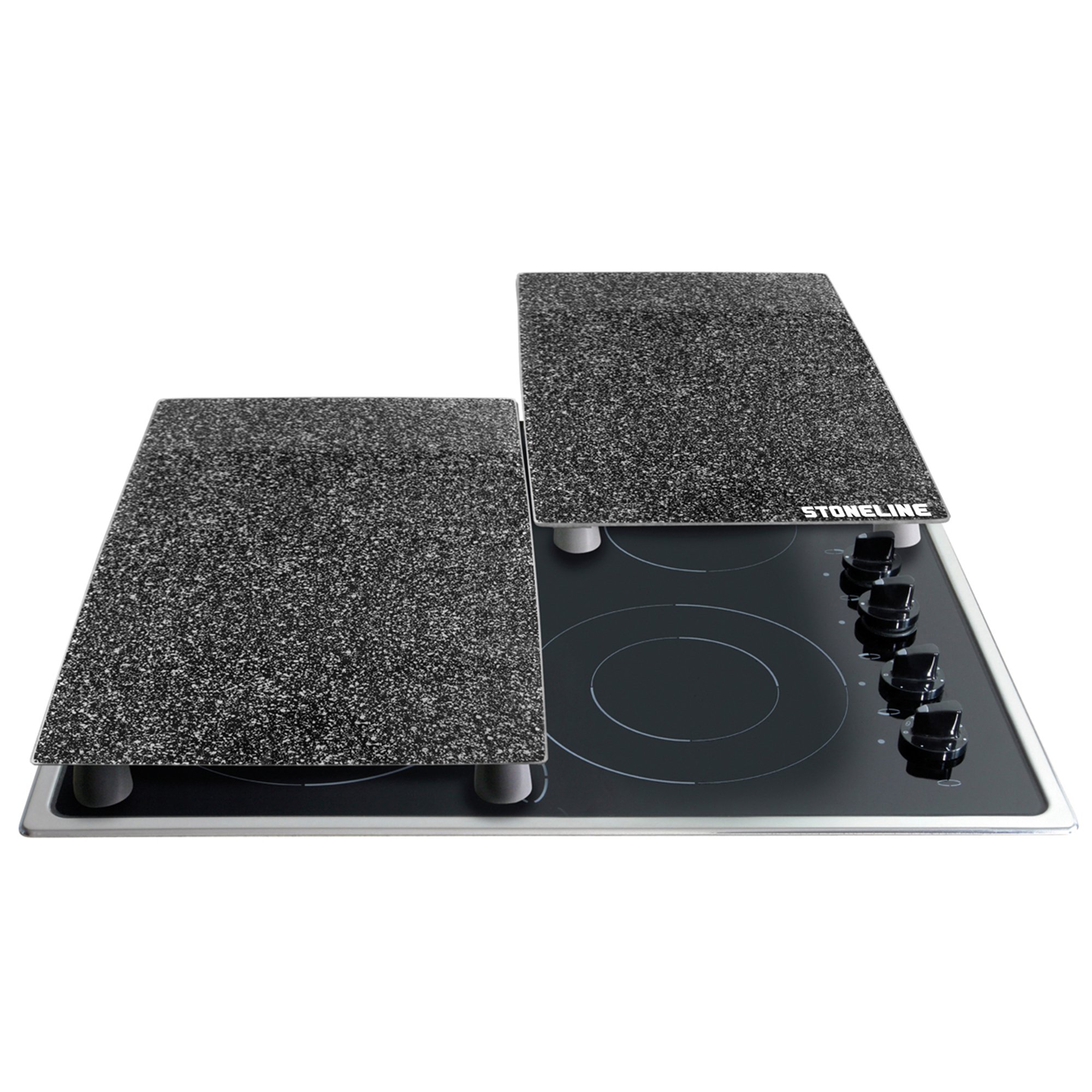 STONELINE® 2 pc Cooktop Cover Plates & Glass Cutting Board Set 52x30 cm | Accessories