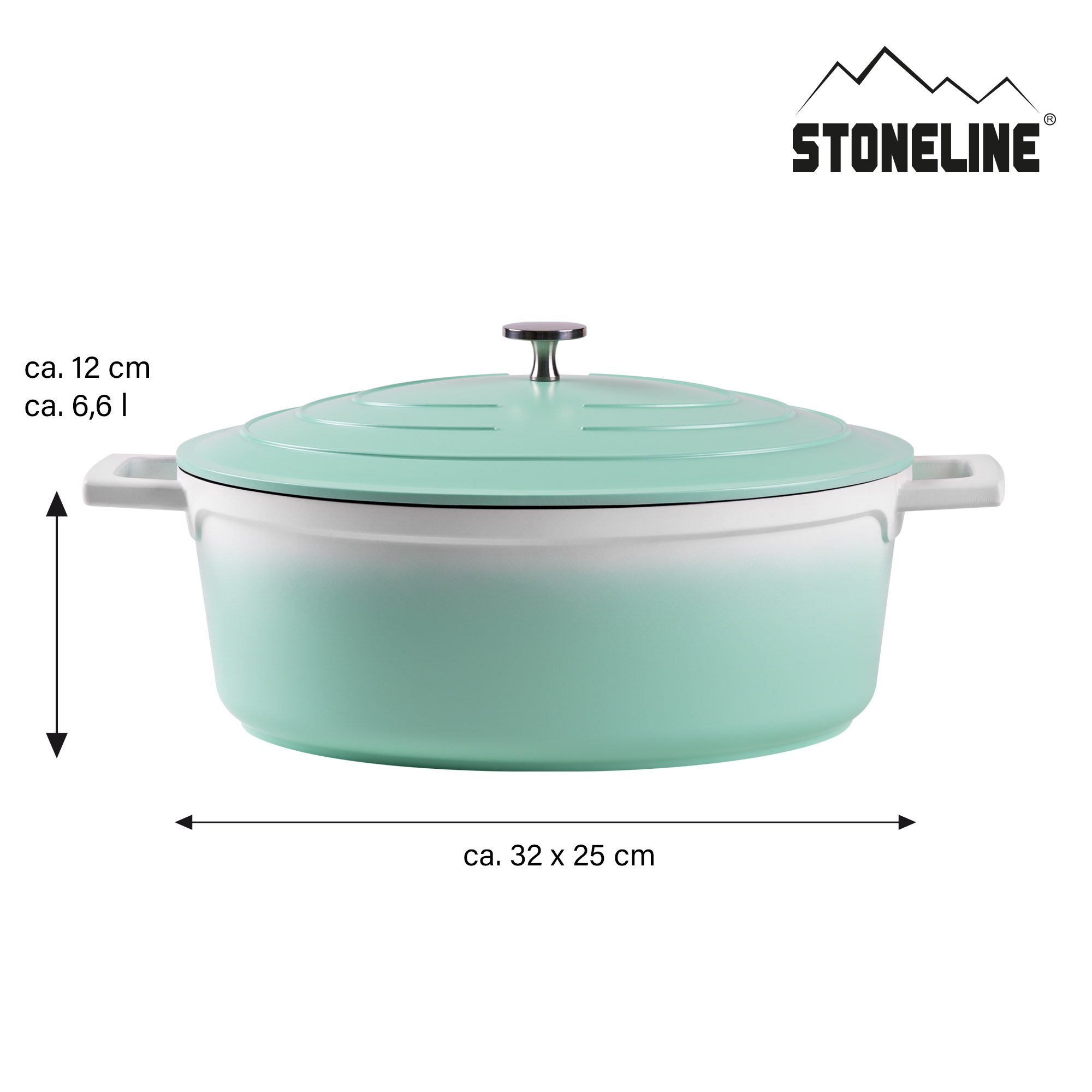 STONELINE® Mint Gourmet asador 32x25 cm con tapa, apto para horno e inducción, antiadherente