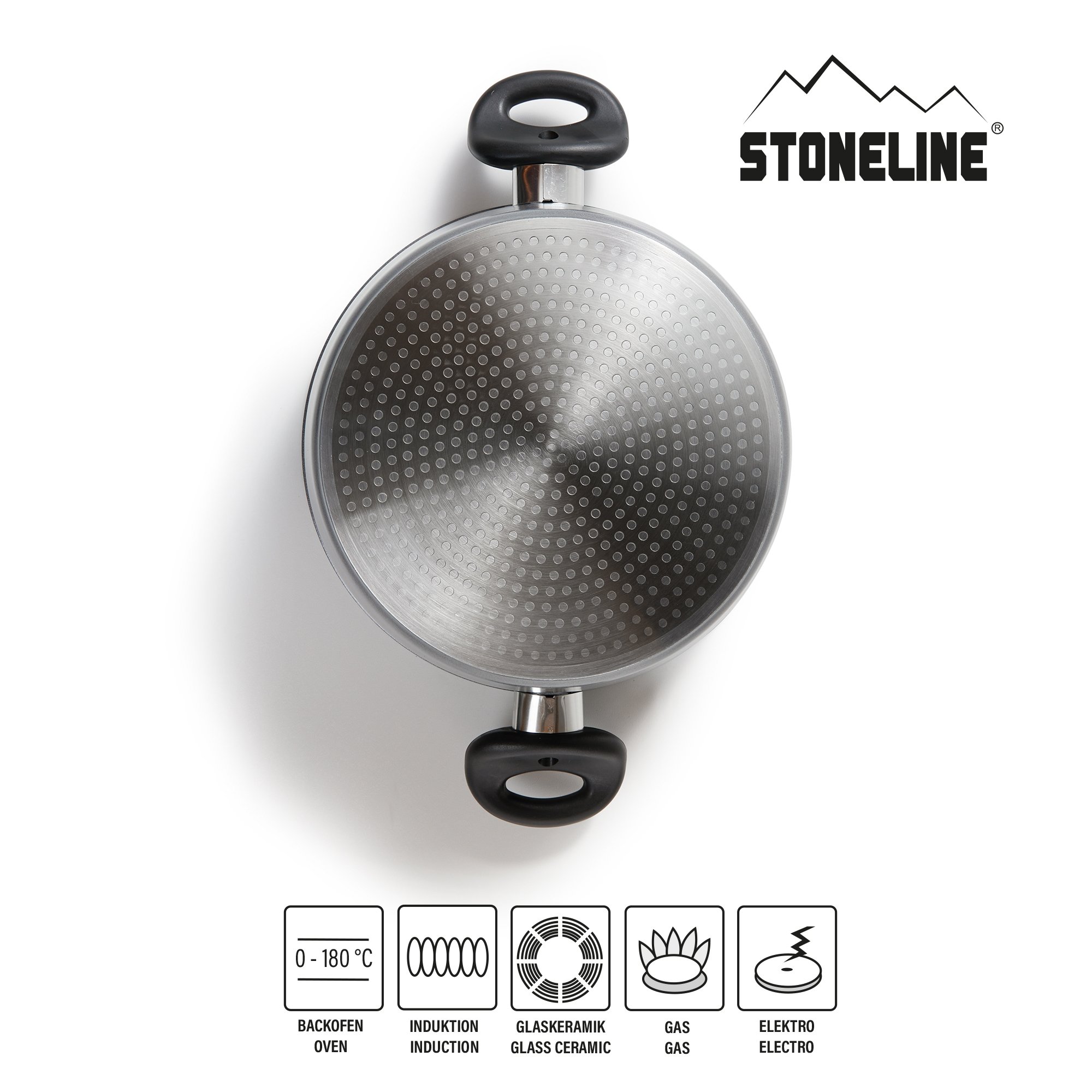STONELINE® XXXL asadera 32 cm, con tapa de cristal, asadera antiadherente, apta para inducción y horno