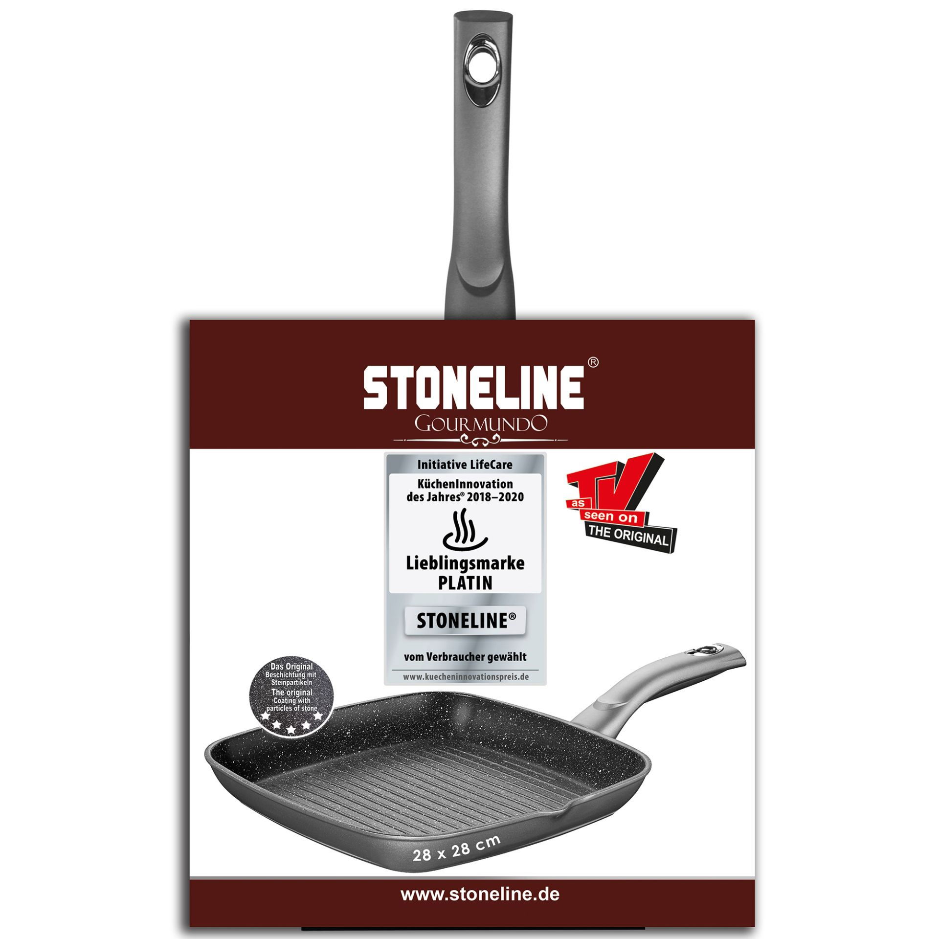 STONELINE® Gourmundo Grill Pan 28x28cm - 2 becchi, induzione e forno