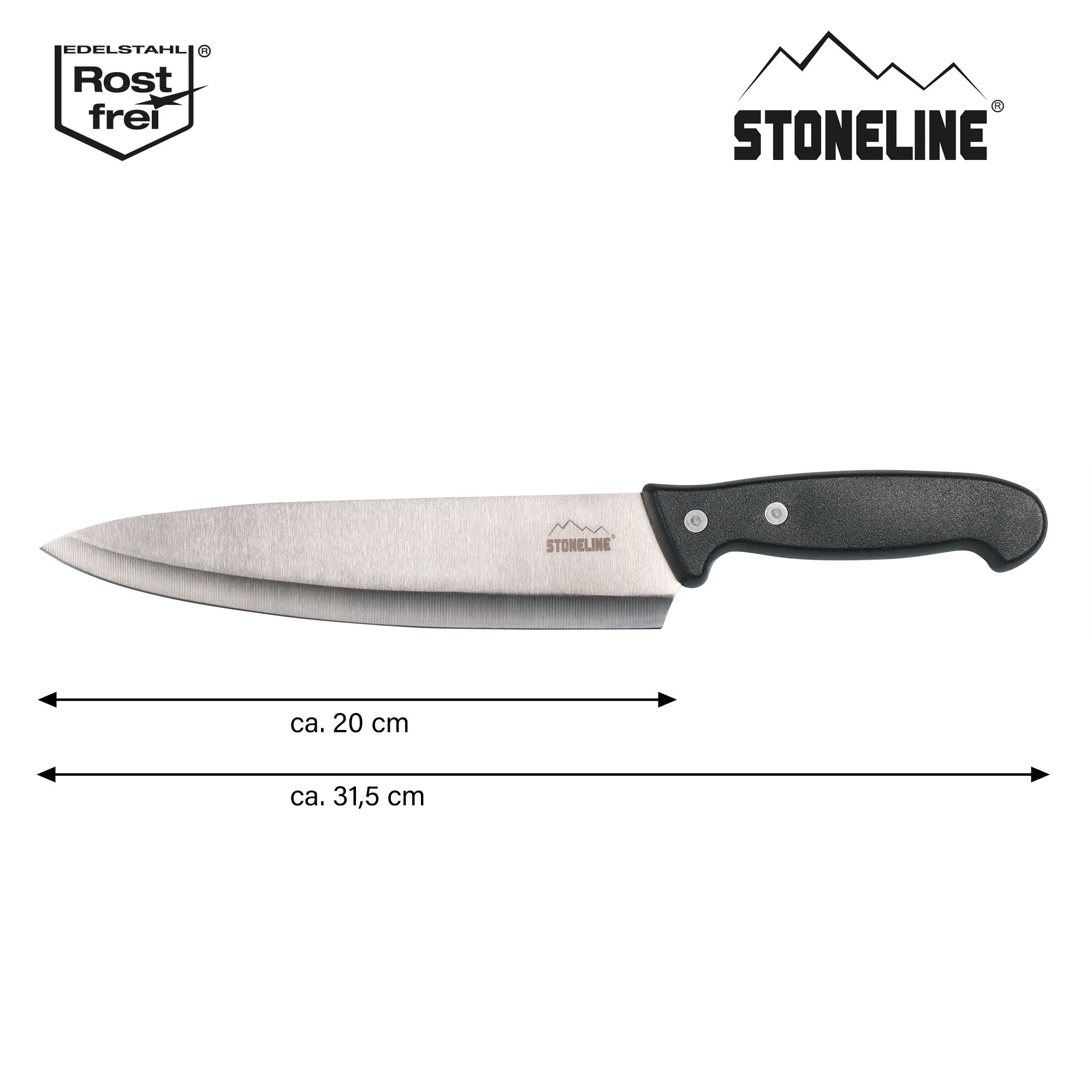 STONELINE® Couteau de chef 31,5 cm en acier inoxydable avec protège-lame
