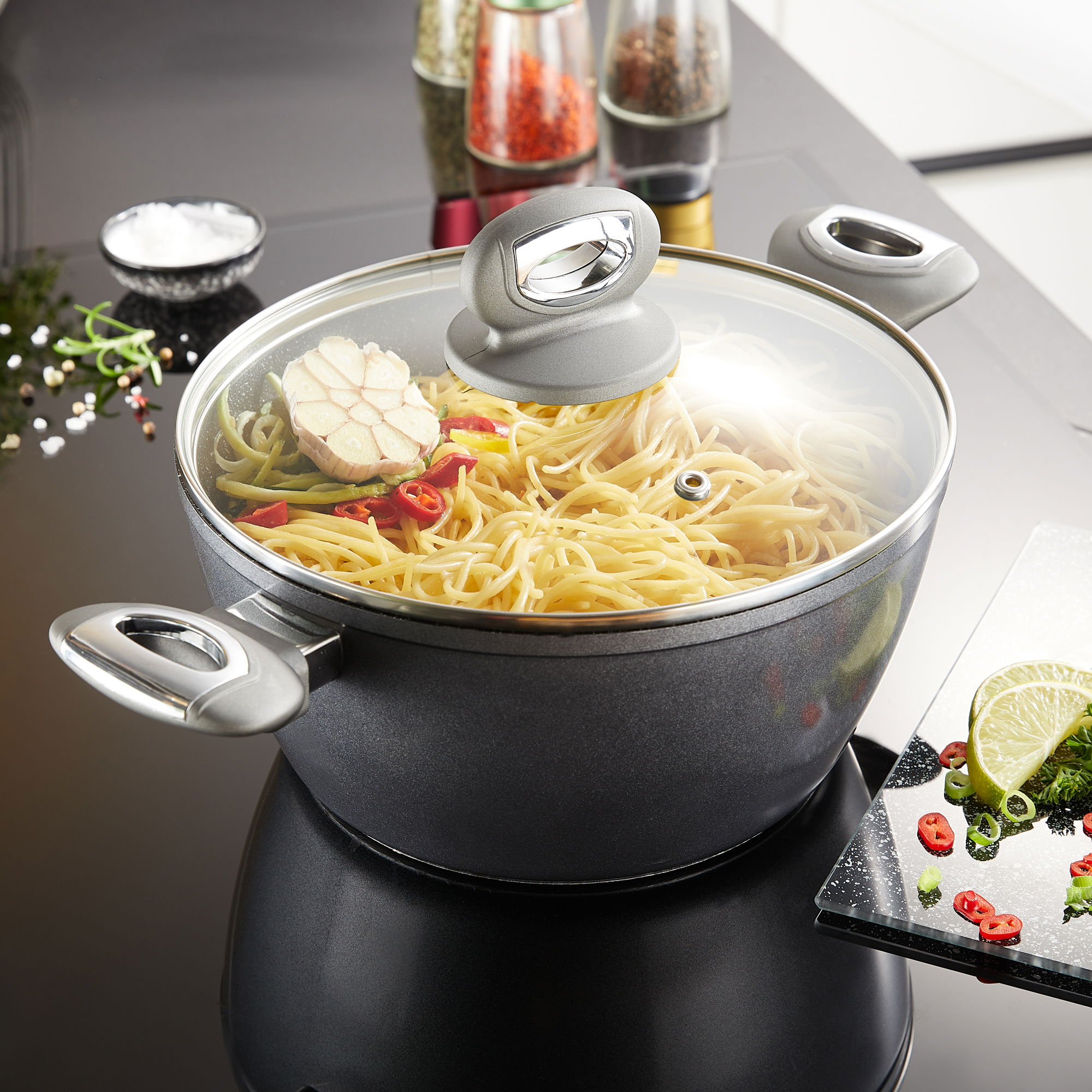 STONELINE® Cooking Pot 24 cm, with Lid, Large Non-Stick Pot | GOURMUNDO