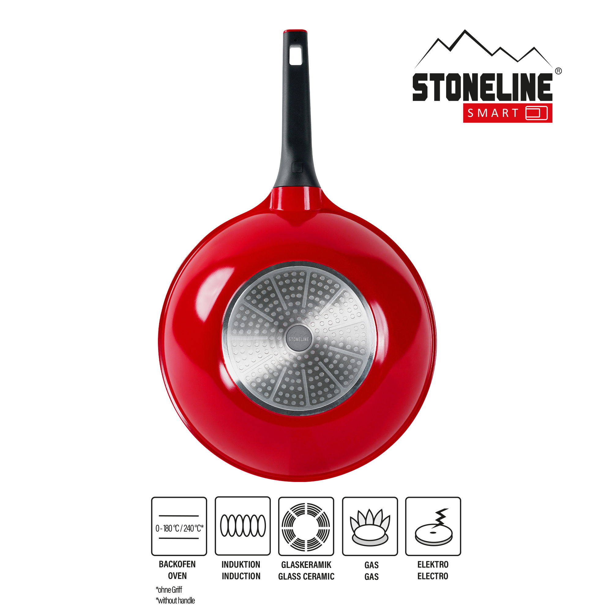 Wok pan 30 cm | with lid - Red