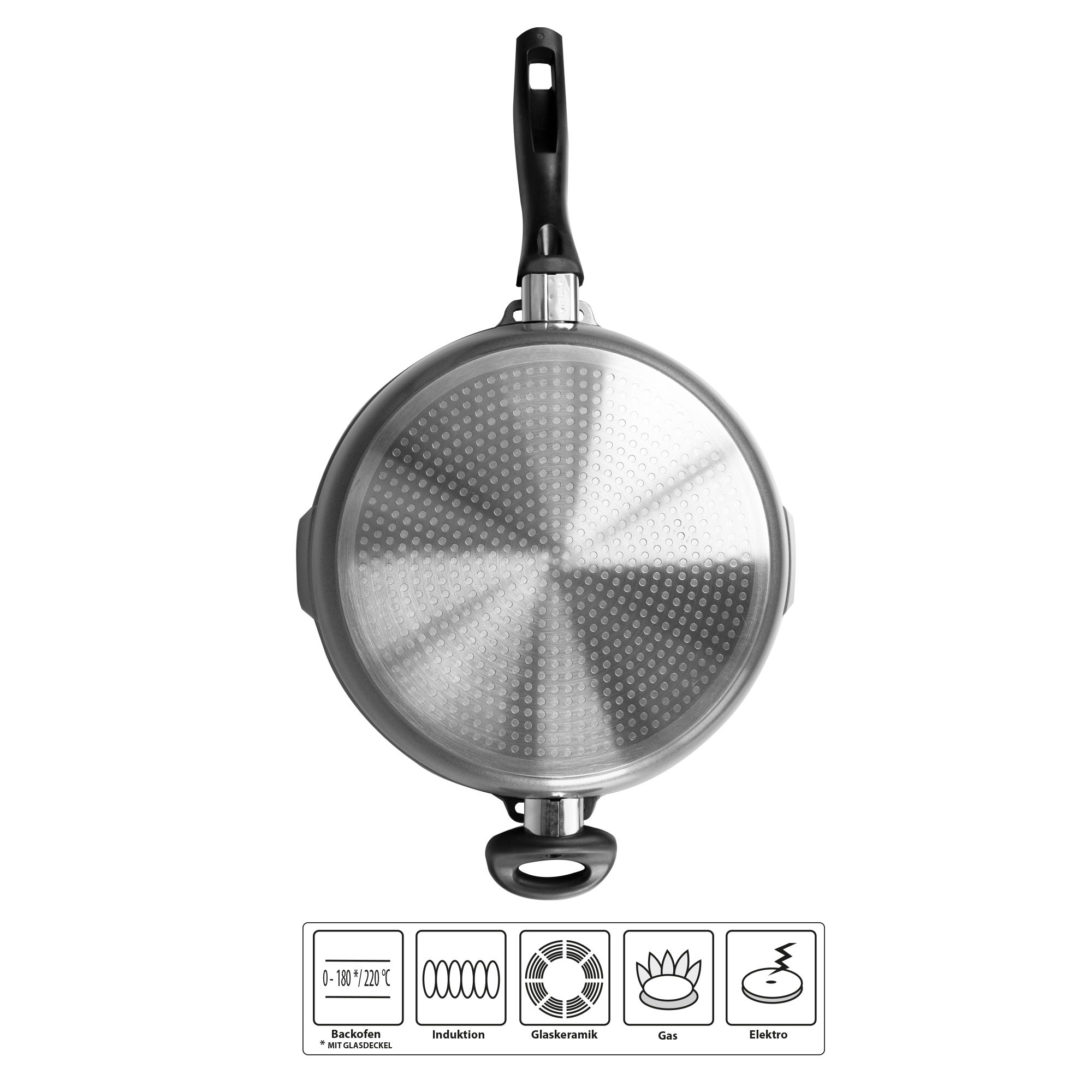 STONELINE® Deep Frying Pan 28 cm, Strainer Lid, 2 Spouts, Non-Stick Pan | FUTURE